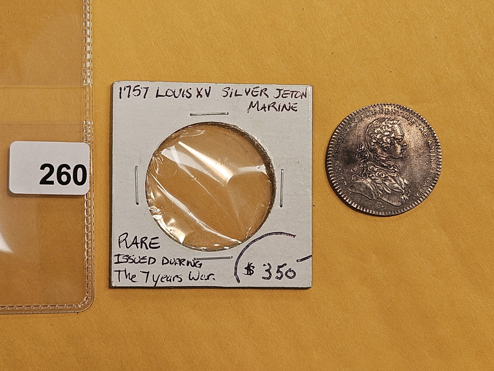 * Very Scarce * 1757 Louis XV Silver Jeton in AU-UNC - 2