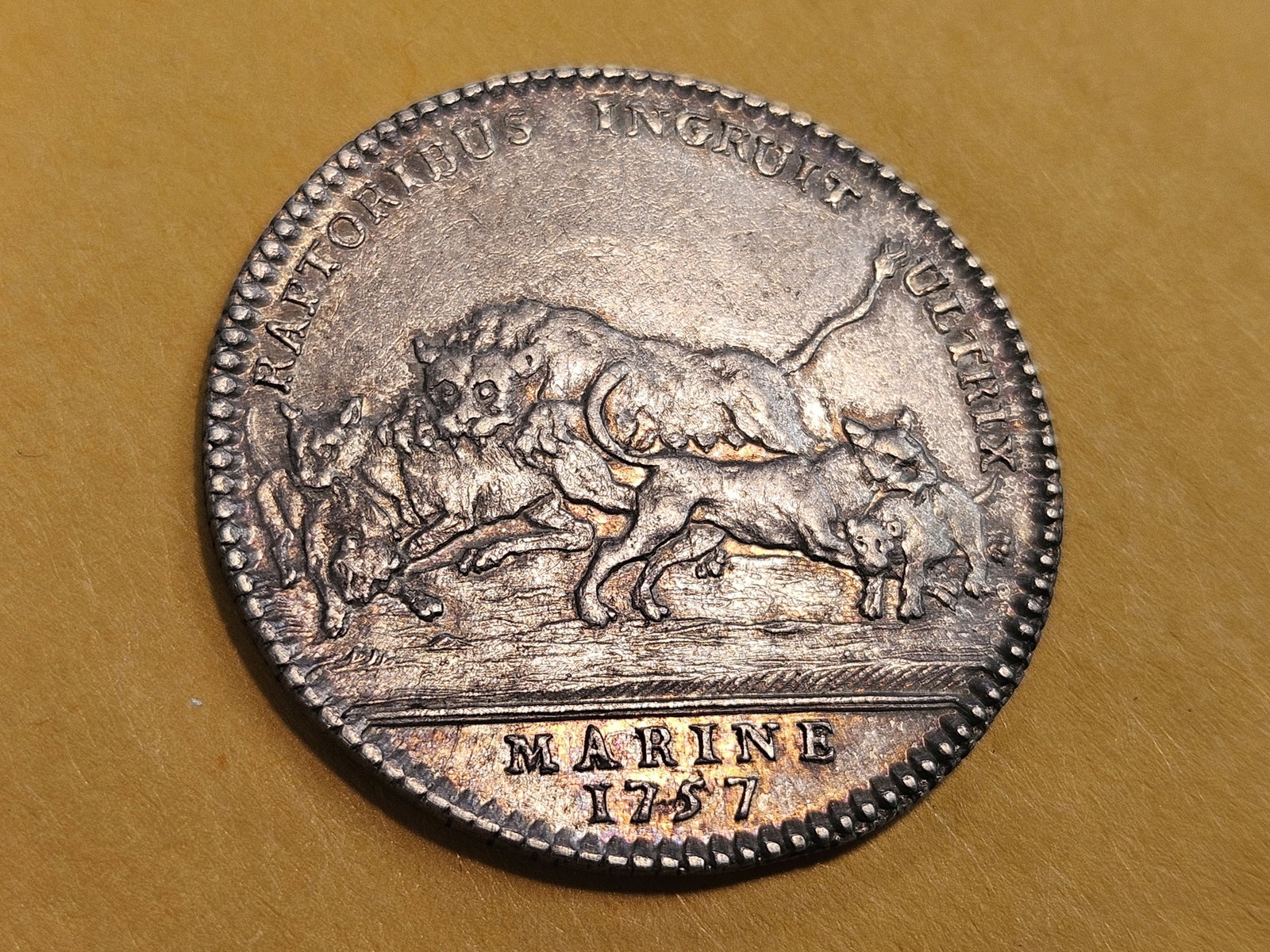 * Very Scarce * 1757 Louis XV Silver Jeton in AU-UNC - 7