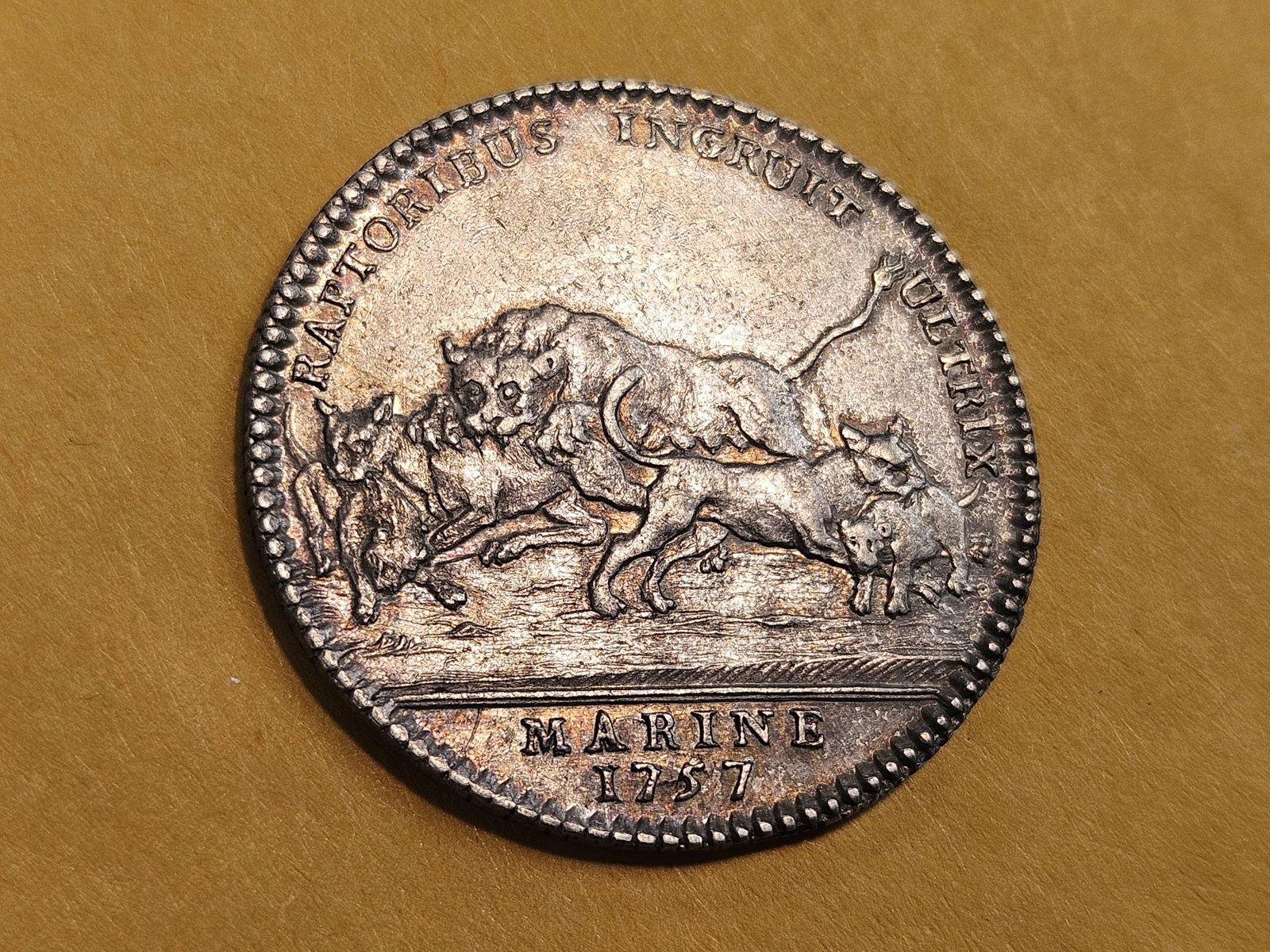 * Very Scarce * 1757 Louis XV Silver Jeton in AU-UNC - 8