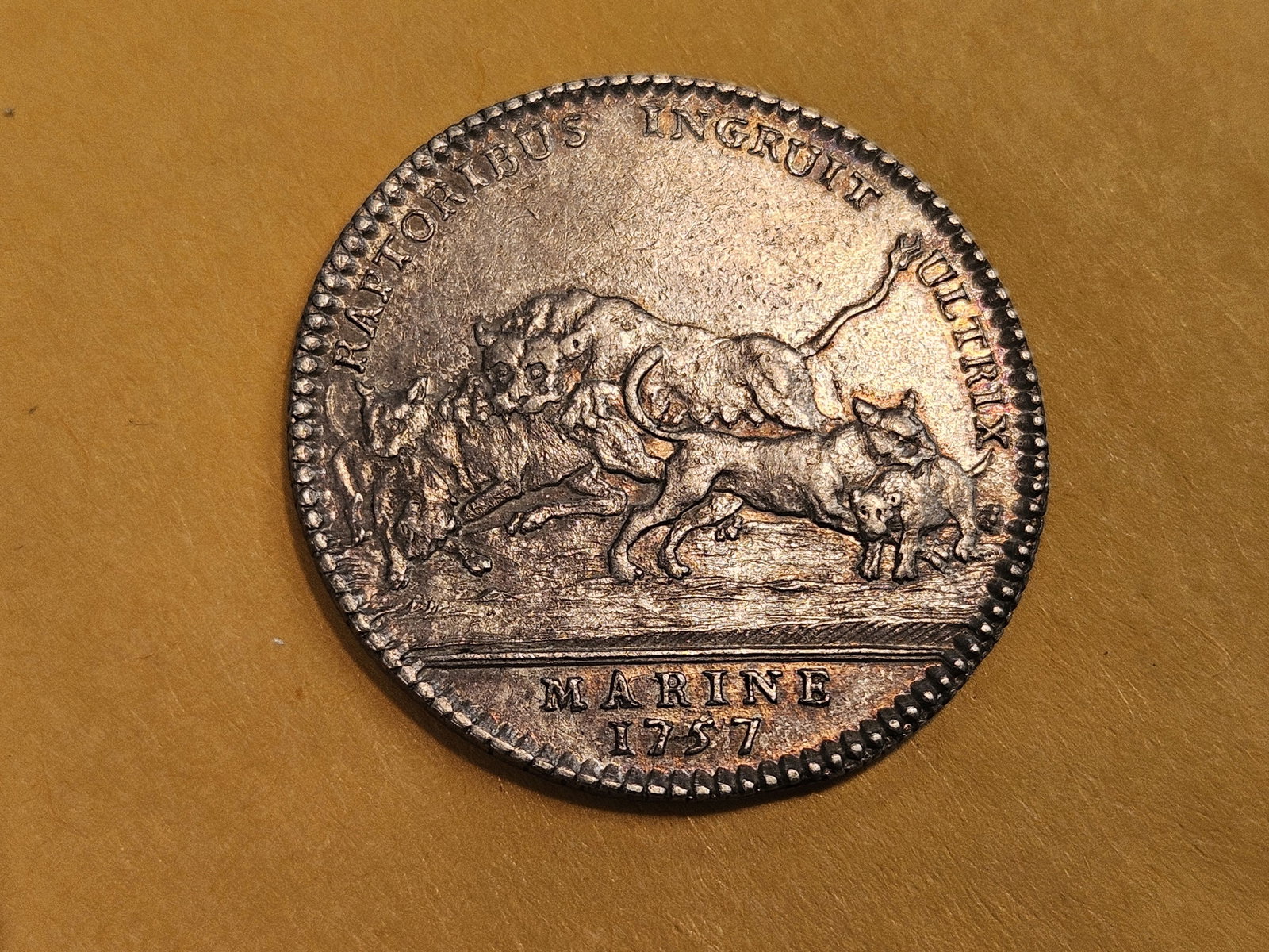 * Very Scarce * 1757 Louis XV Silver Jeton in AU-UNC - 9