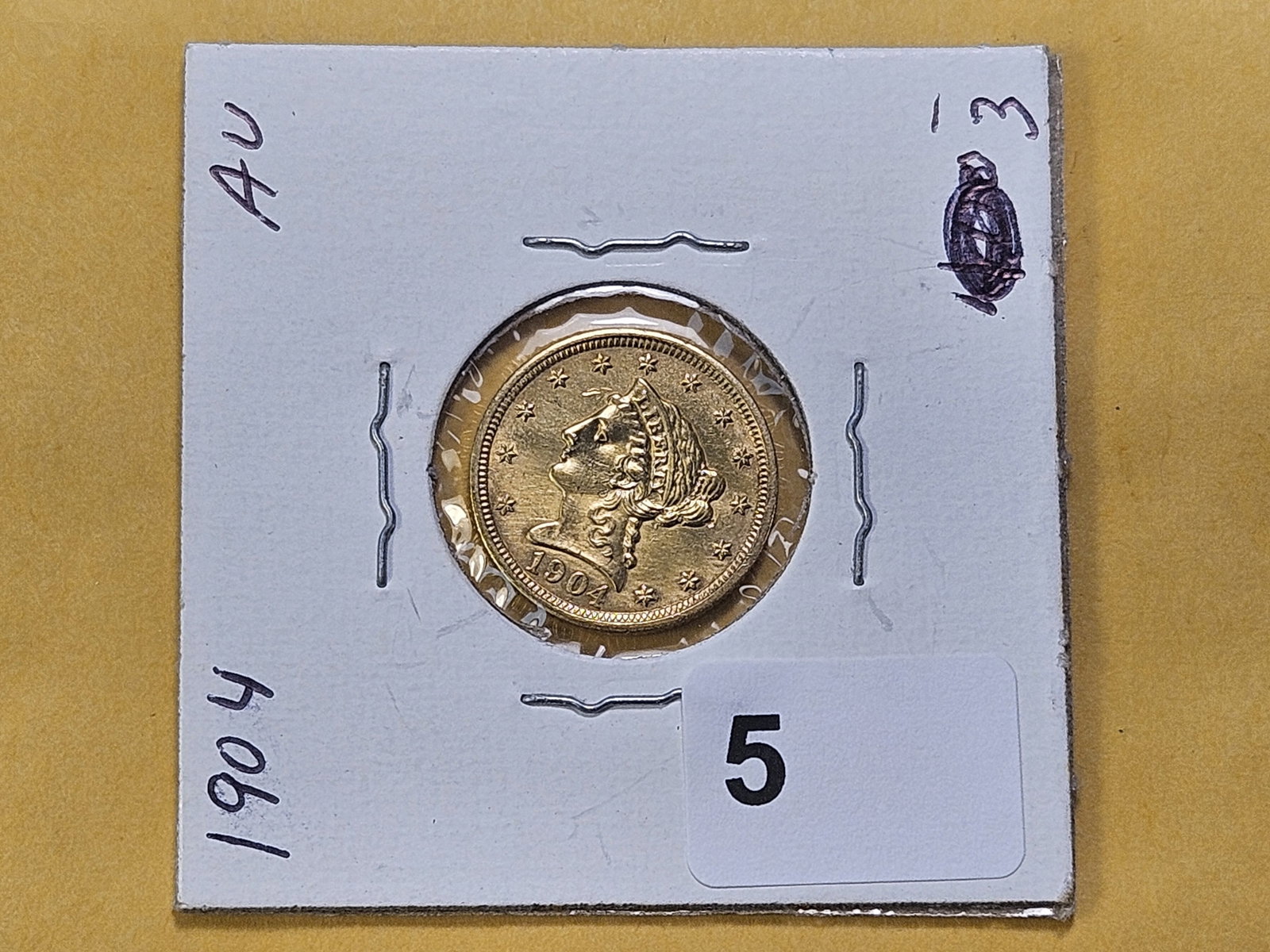 GOLD! Brilliant About Uncirculated 1904 $2.5 Dollar Liberty Head Gold - 2