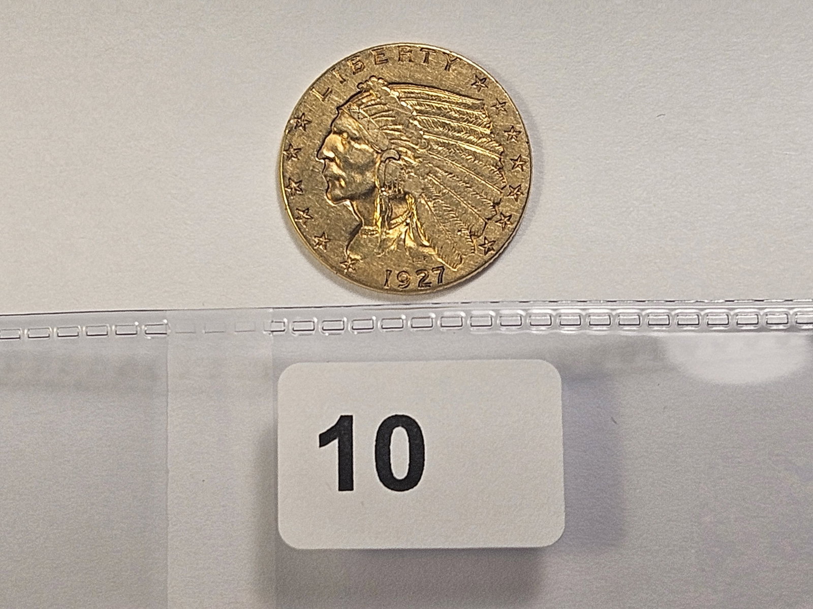 GOLD! Bright About Uncirculated 1927 $2.5 Dollar Indian Head Gold - 2