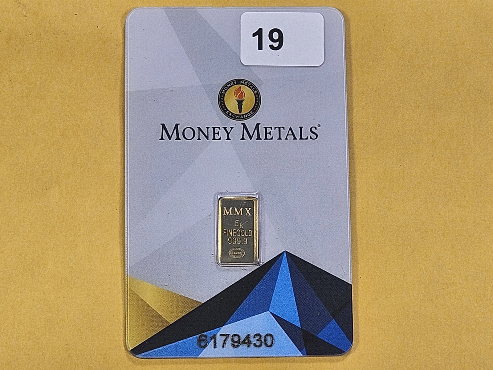 GOLD! Half Gram Money Metals .999 Fine Gold Bar - 2