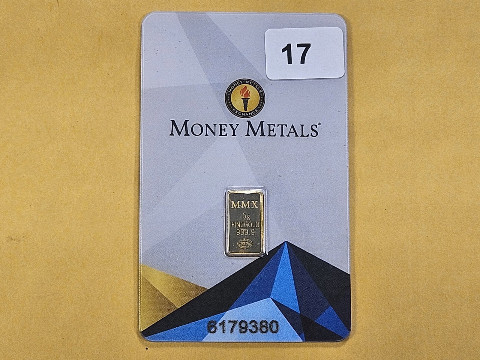 GOLD! Half Gram Money Metals .999 Fine Gold Bar - 2