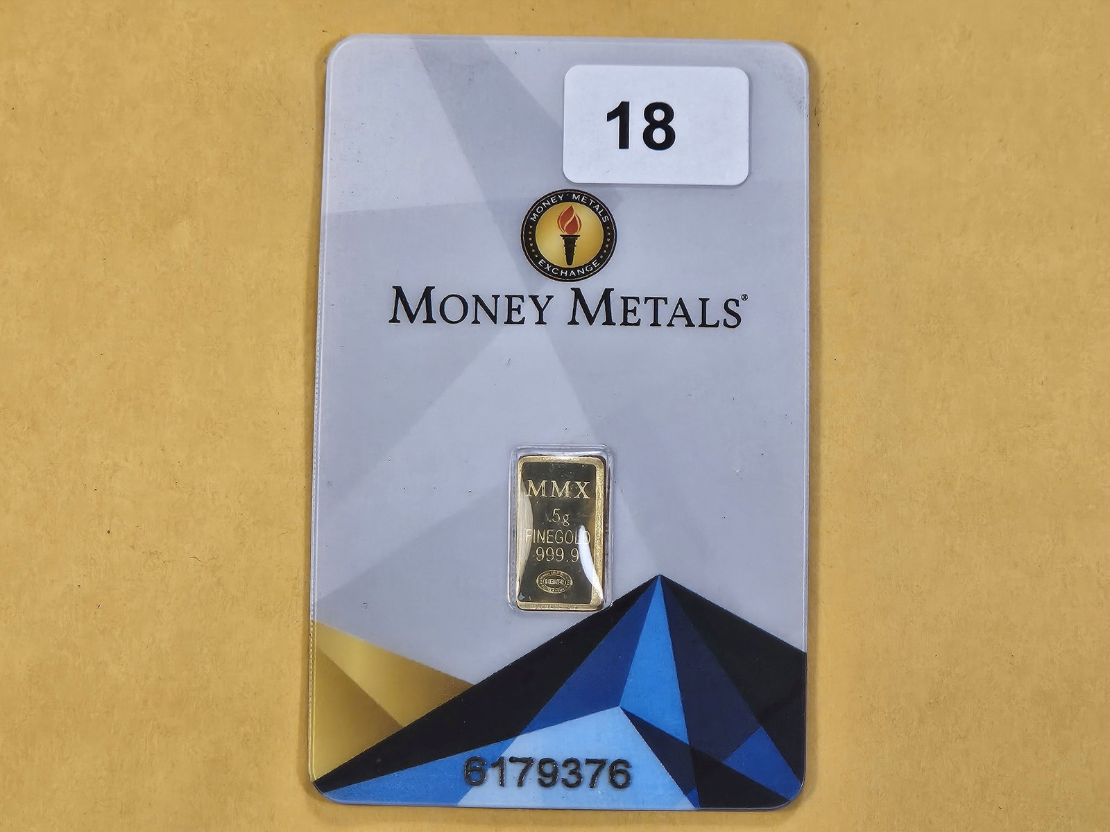 GOLD! Half Gram Money Metals .999 Fine Gold Bar - 2