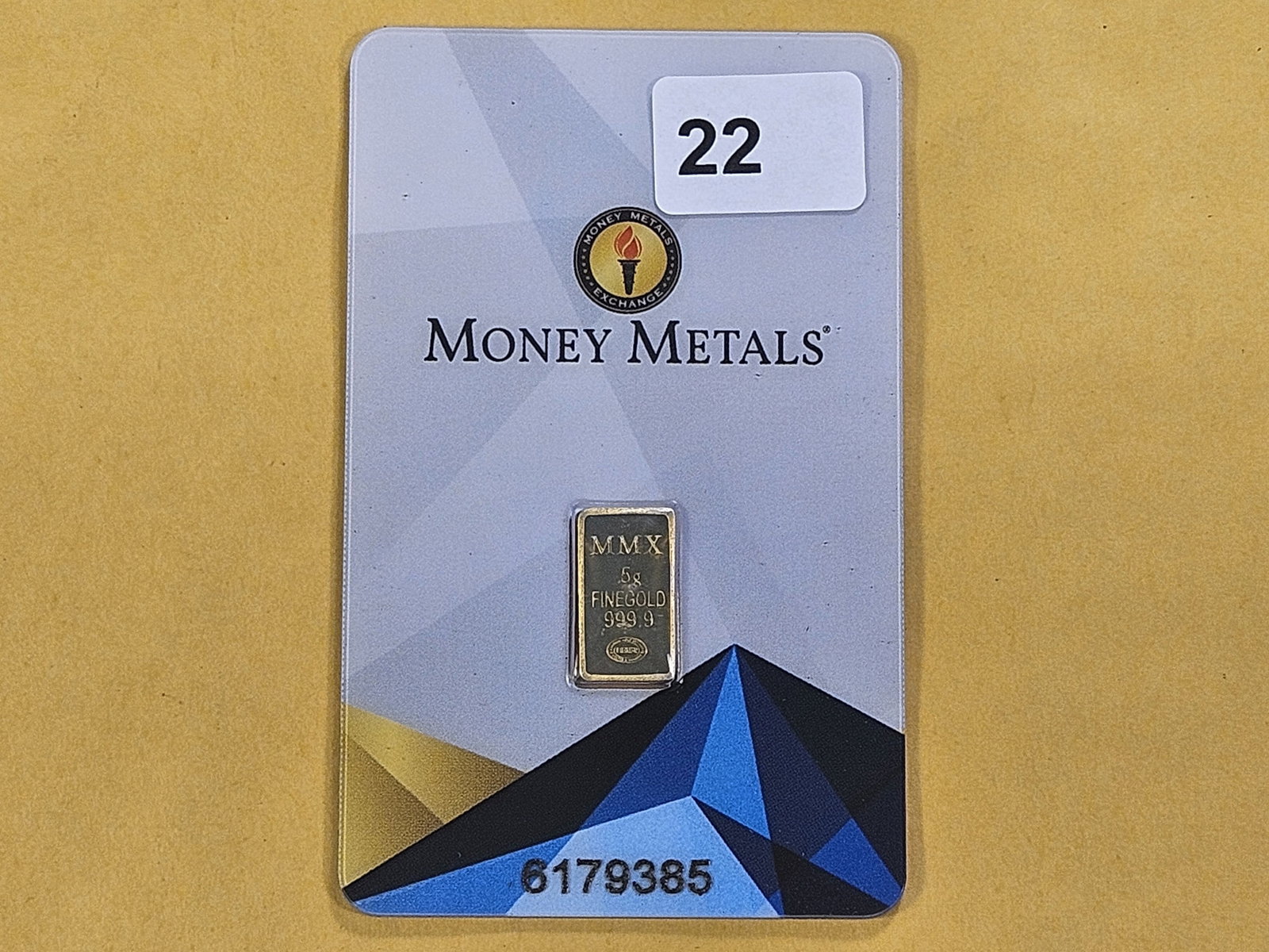 GOLD! Half Gram Money Metals .999 Fine Gold Bar - 2