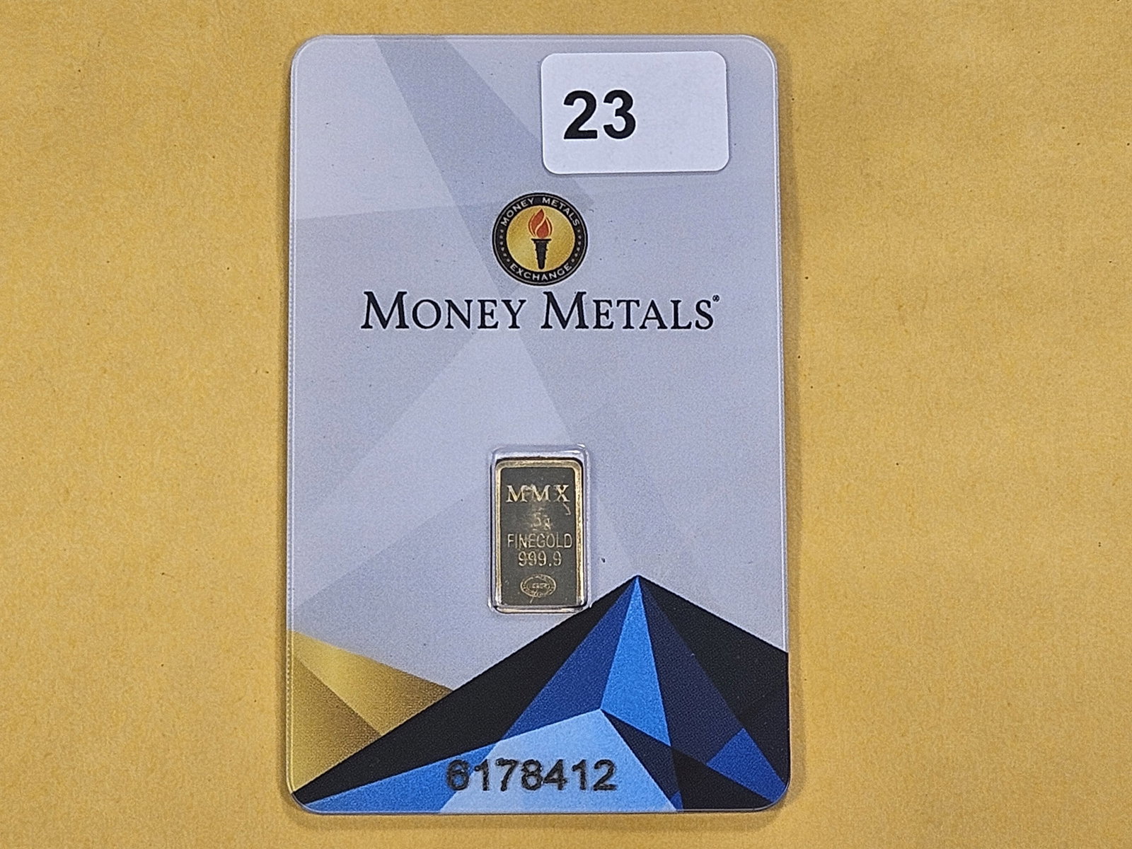 GOLD! Half Gram Money Metals .999 Fine Gold Bar - 2
