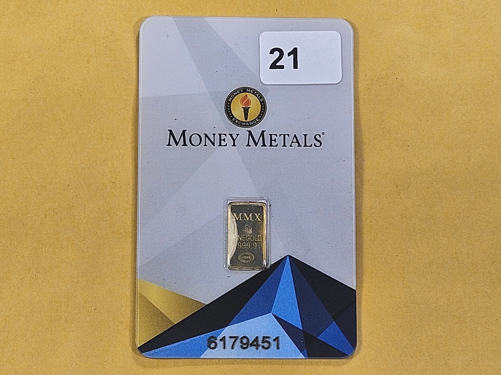 GOLD! Half Gram Money Metals .999 Fine Gold Bar - 2