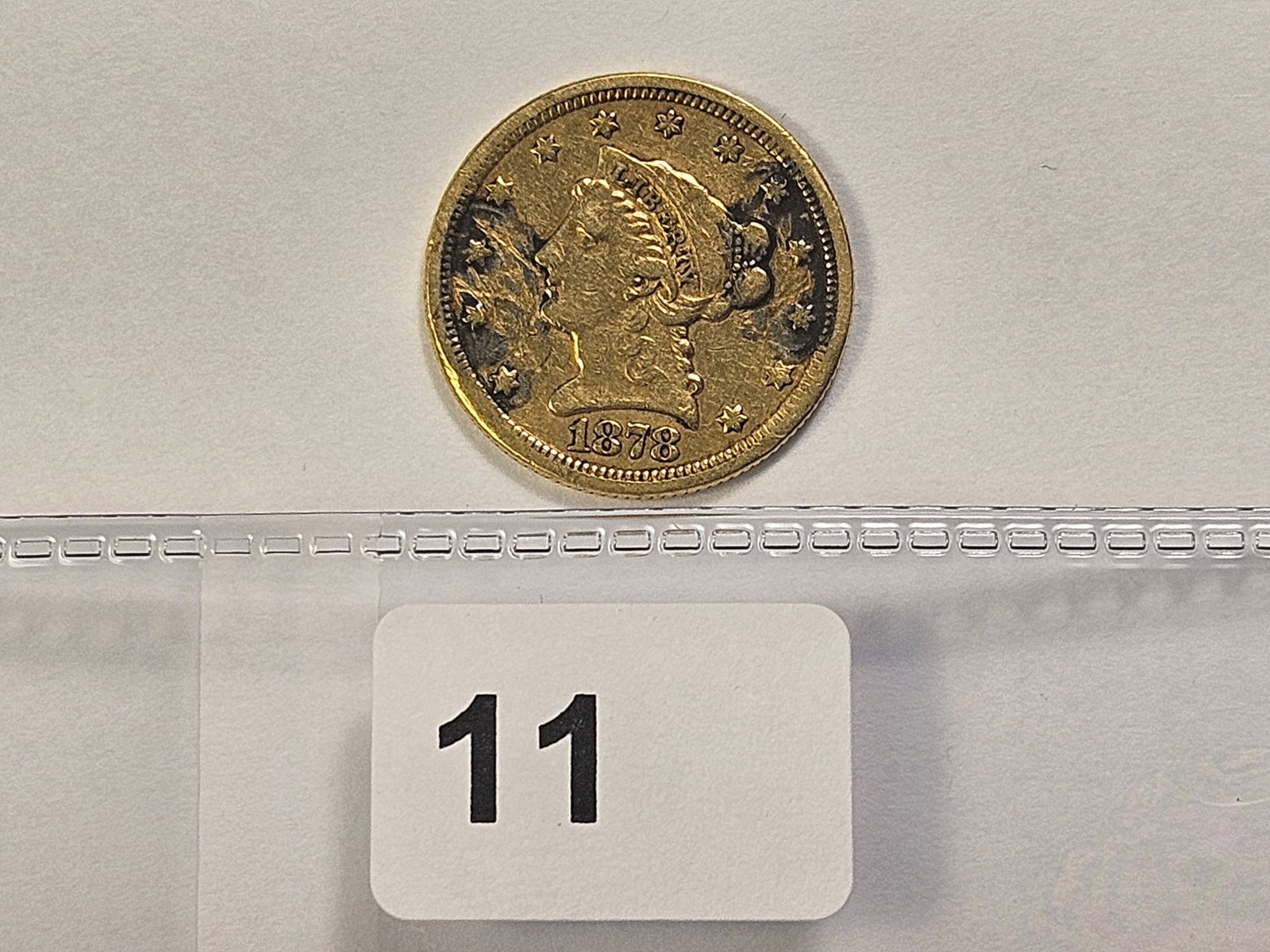 GOLD! Bright About Uncirculated 1878 Liberty Head $2.5 Dollar Gold - 2