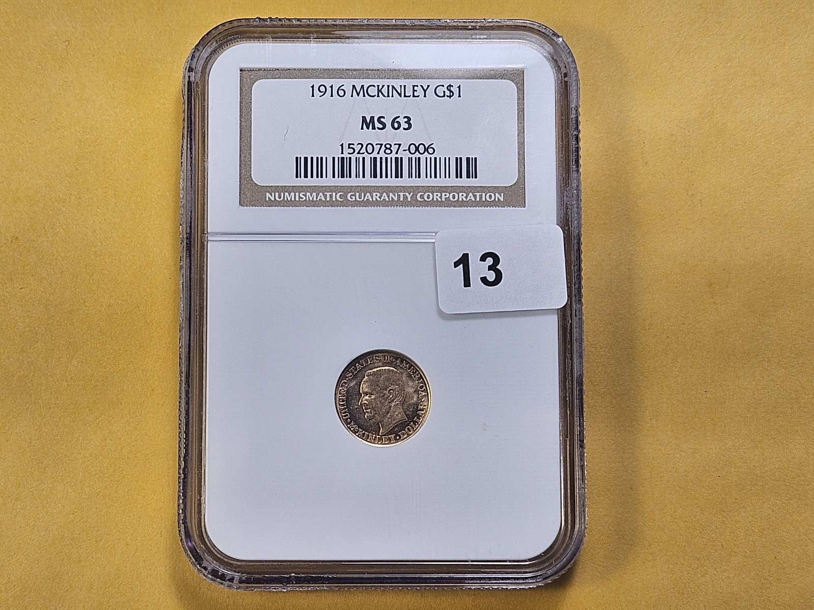 GOLD! NGC 1916 Mckinley Gold Dollar in Mint State 63 - 2