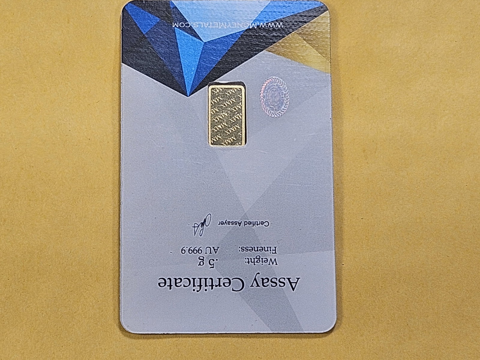 GOLD! Half Gram Money Metals .999 Fine Gold Bar - 3