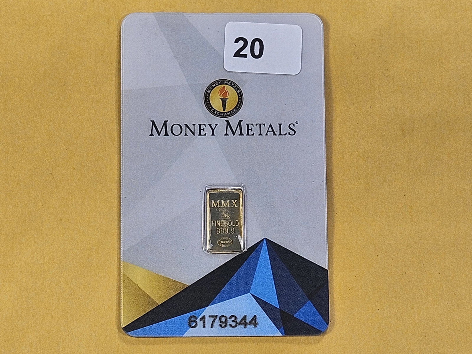 GOLD! Half Gram Money Metals .999 Fine Gold Bar - 2