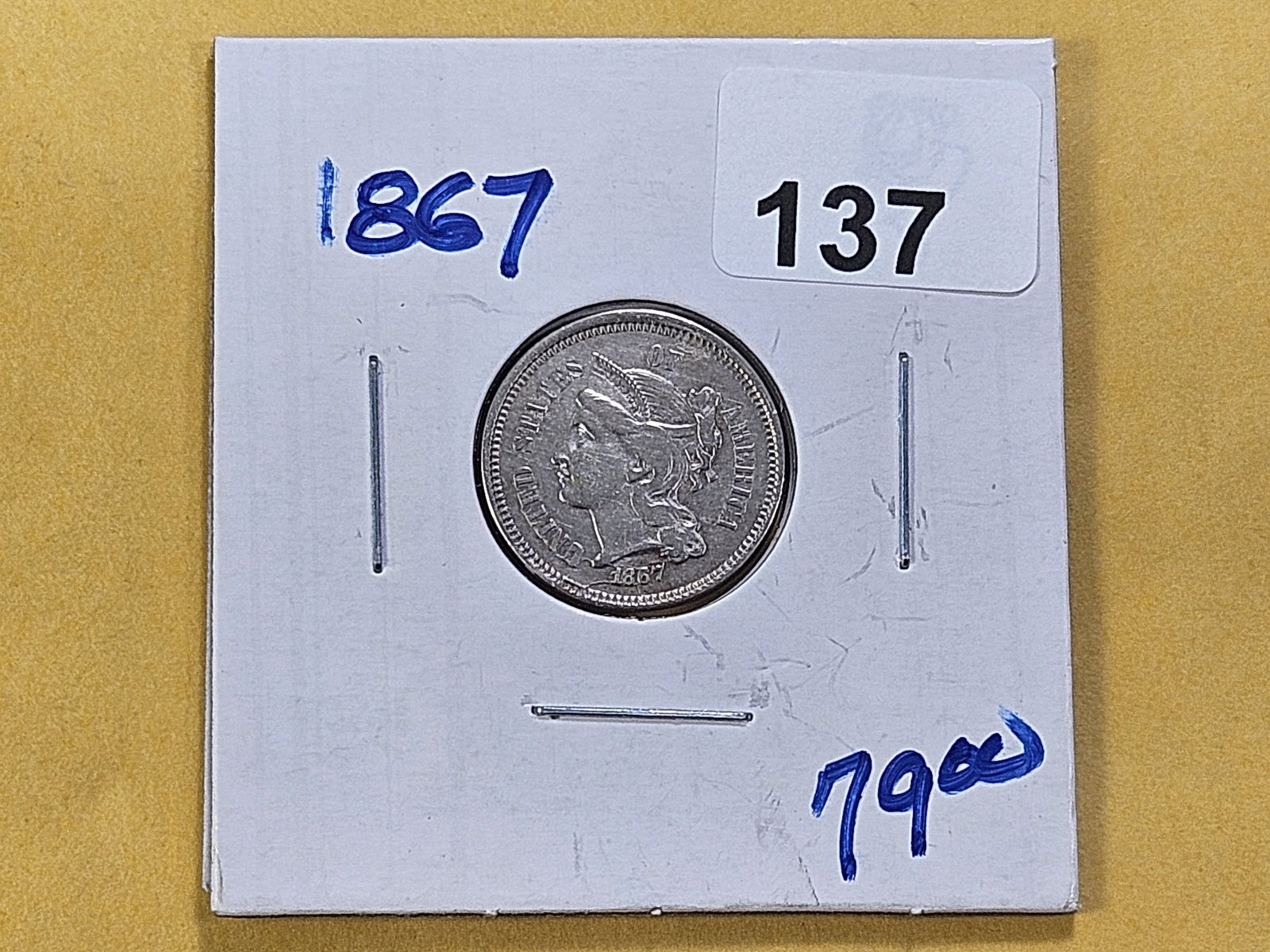 1867 Three Cent Nickel - 2