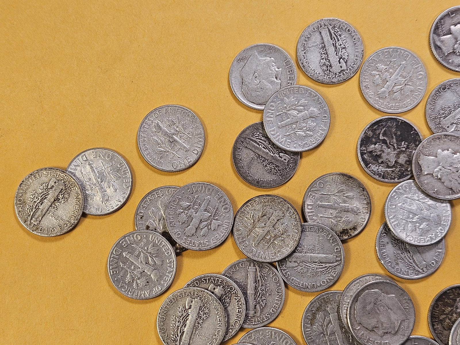 Fifty Circulated US Silver Dimes - 2