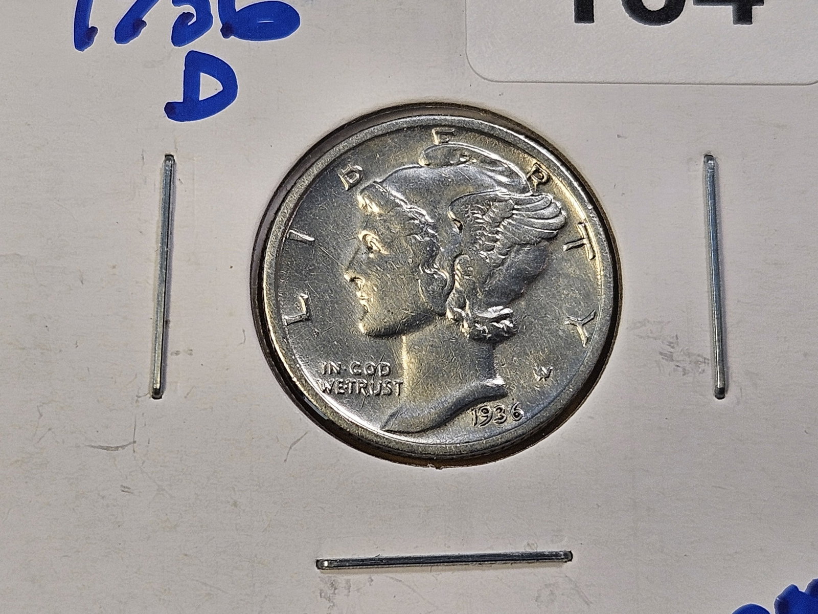 Five About Uncirculated to Brilliant Uncirculated Mercury Silver Dimes - 2