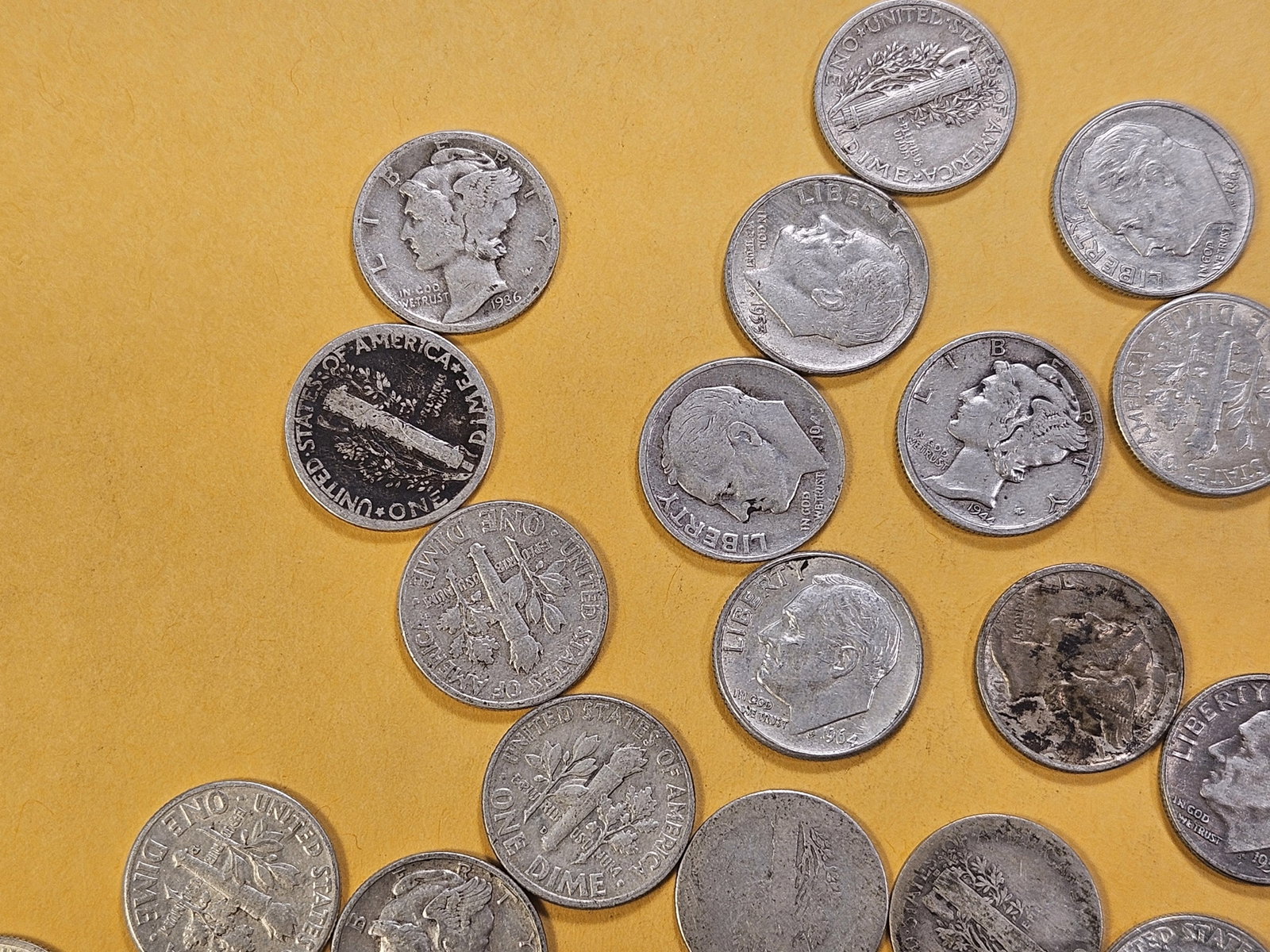 Fifty Circulated US Silver Dimes - 2