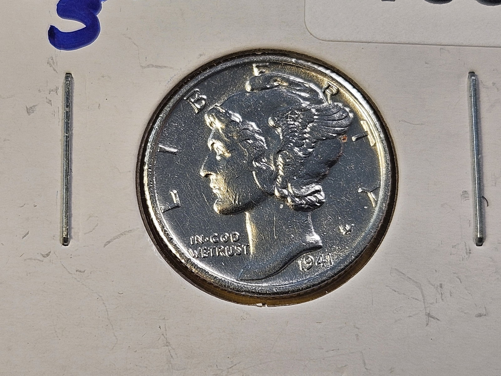 Five About Uncirculated to Brilliant Uncirculated Mercury Silver Dimes - 2
