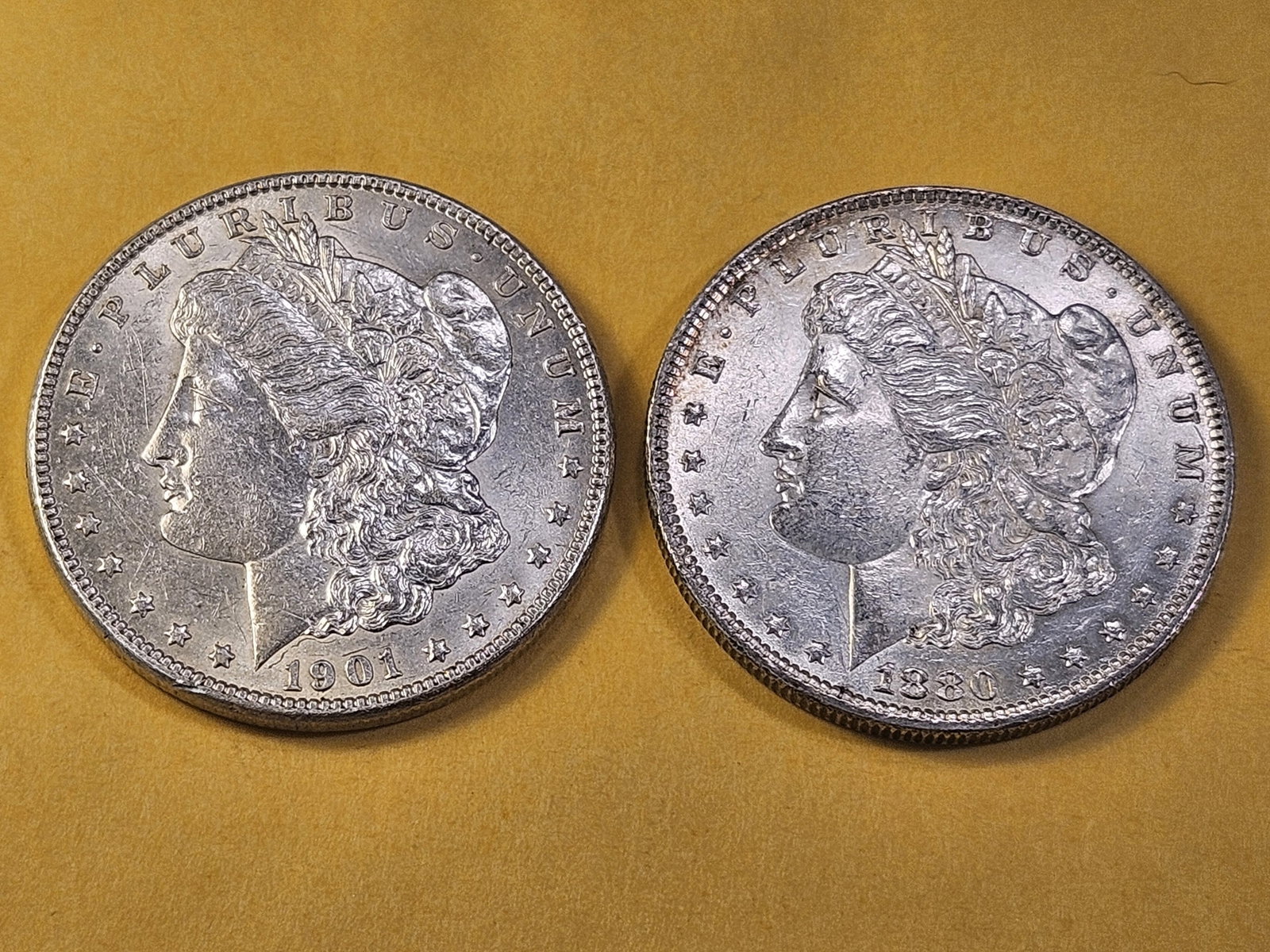 Two Brilliant About Uncirculated Morgan Silver Dollars - 2
