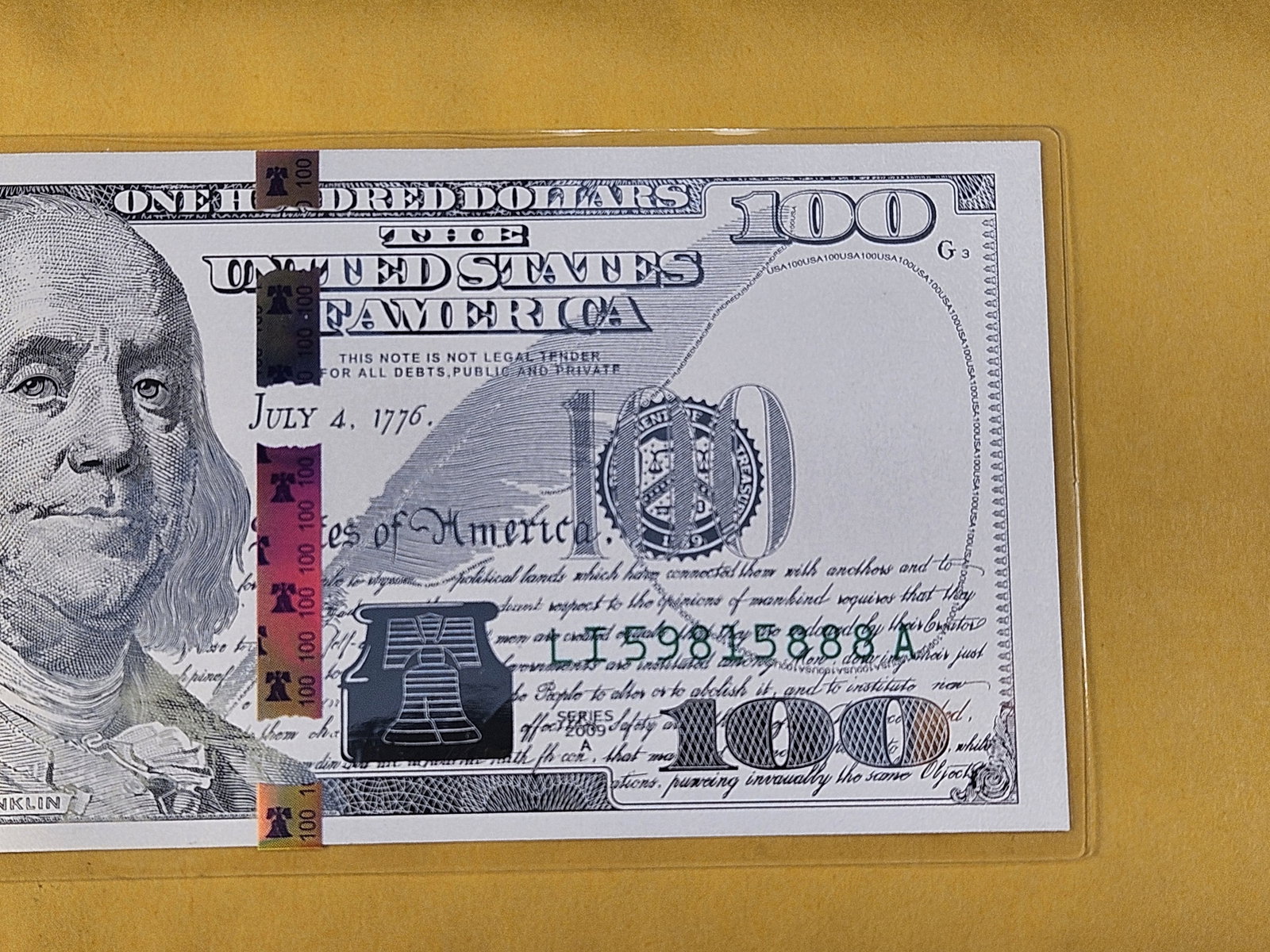 Silver $100 Replica Note - 3