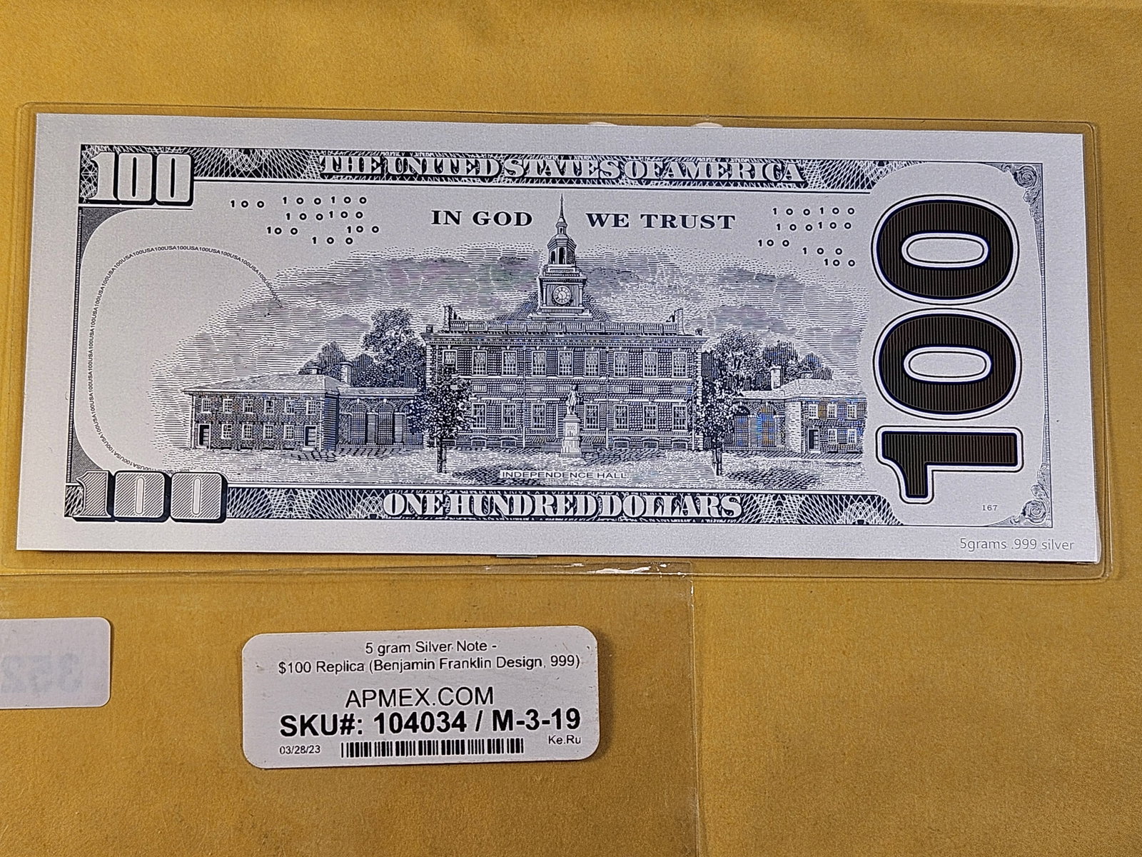 Silver $100 Replica Note - 4