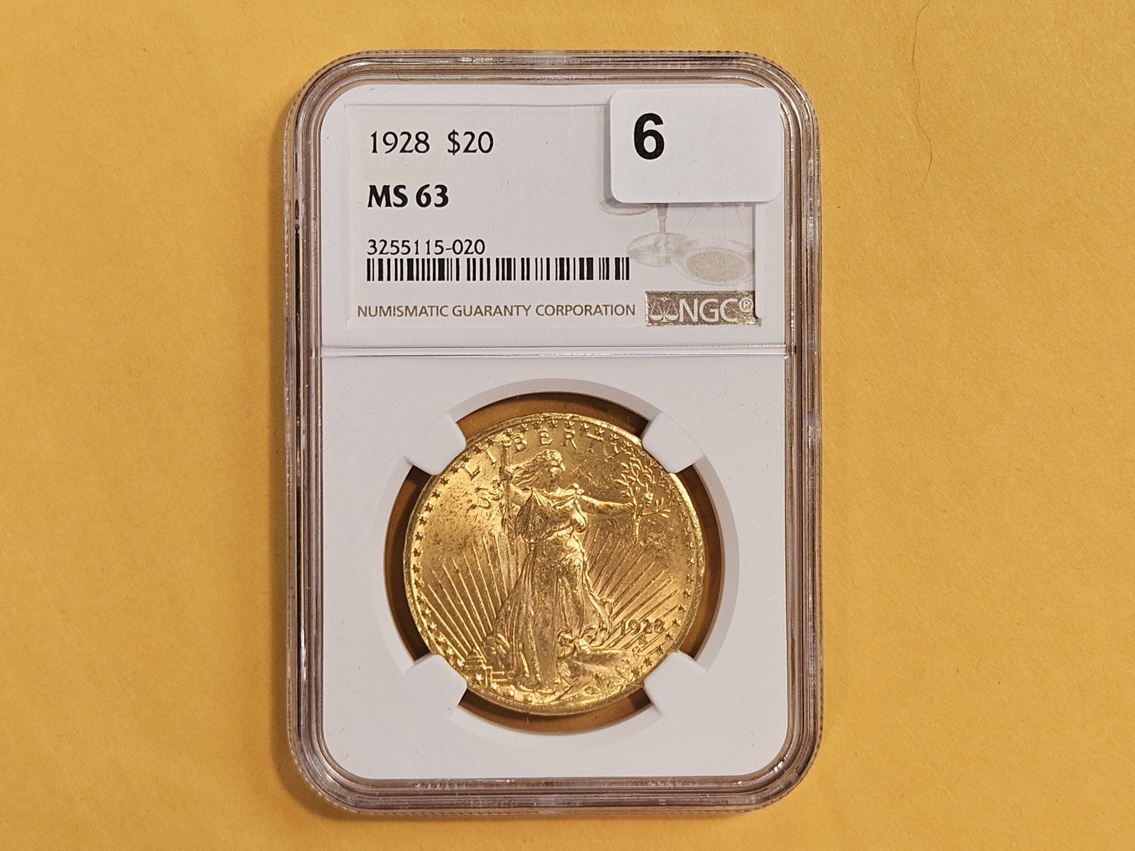 GOLD! NGC 1928 Saint Gaudens Gold Twenty Dollars in Mint State 63 - 2