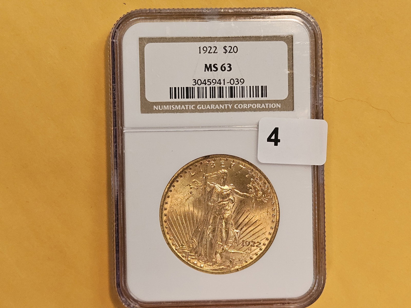 GOLD! NGC 1922 Saint Gaudens Gold Twenty Dollars in Mint State 63 - 2