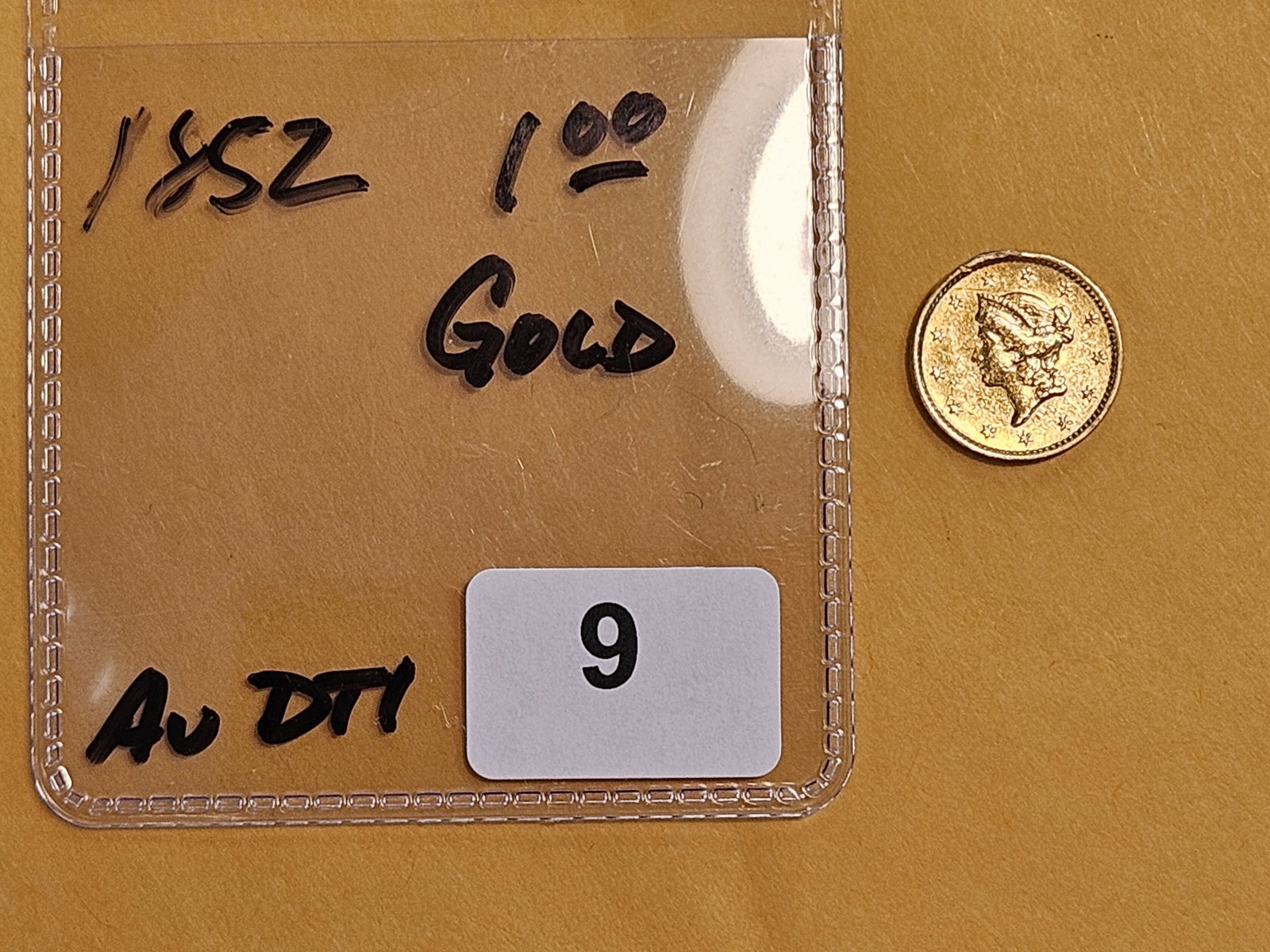 GOLD! 1852 Gold Dollar in Brilliant About Uncirculated plus - details - 2