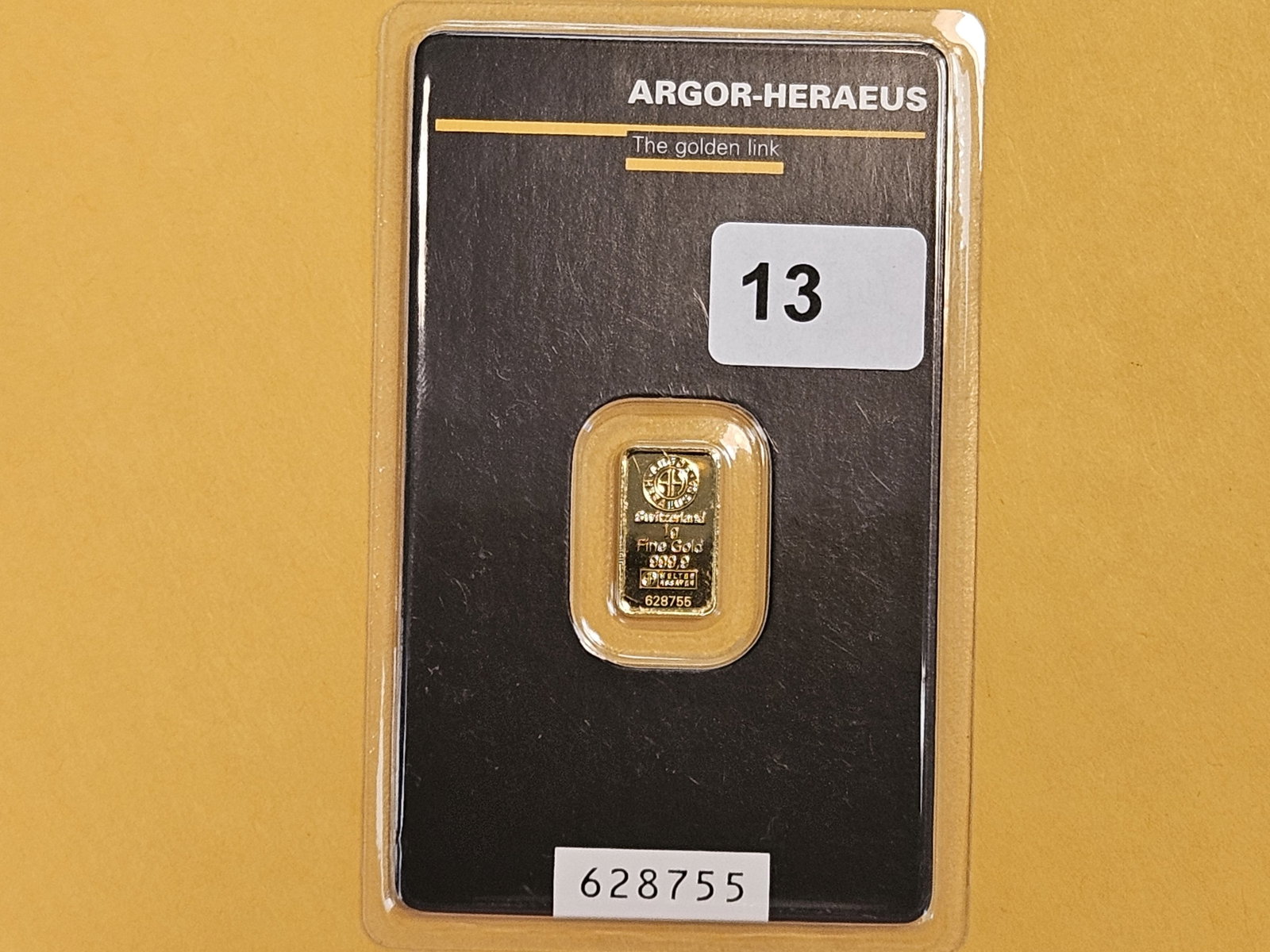 GOLD! Argor-Heraeus One Gram .9999 fine gold bar - 2