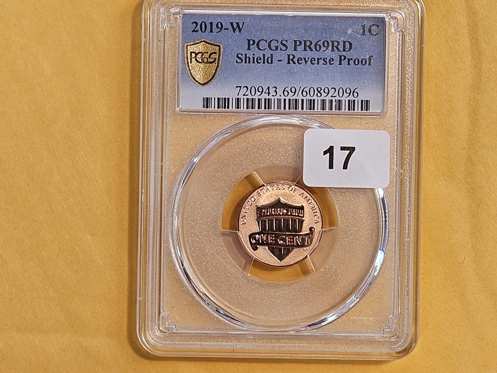 PCGS 2019-W Lincoln Cent in Proof 69 RED Reverse Proof - 2
