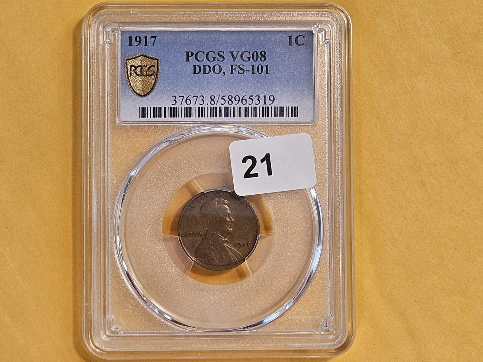 ** KEY VARIETY ** PCGS 1917 Wheat Cent DOUBLED DIE OBVERSE in Very Good - 08 - 2