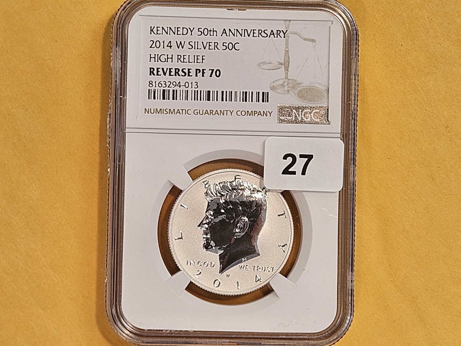 PERFECT! NGC 2014-W Silver Kennedy Half Dollar in Reverse Proof 70 - 2