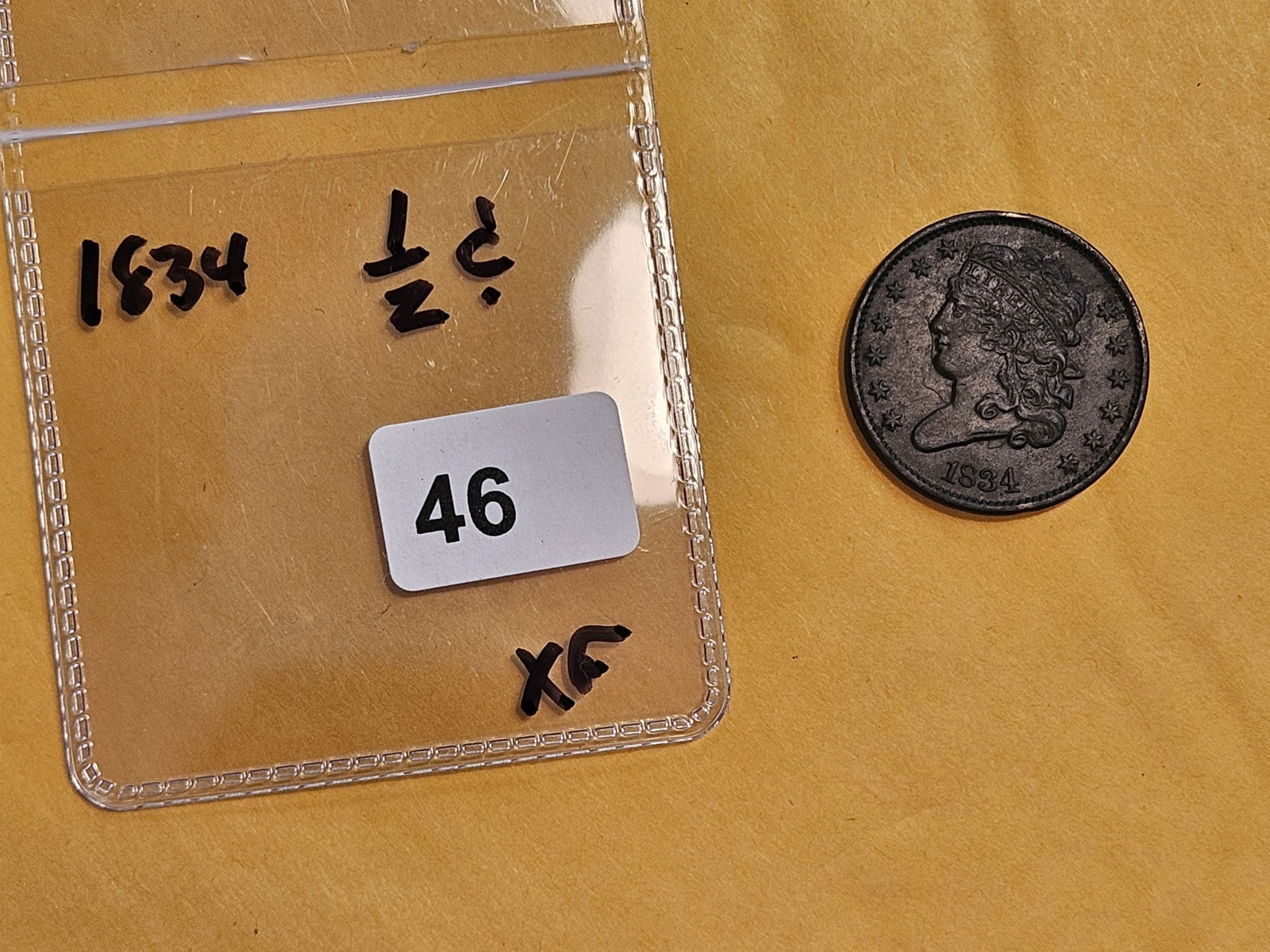 1834 Classic Head Half Cent in Extra Fine - 2