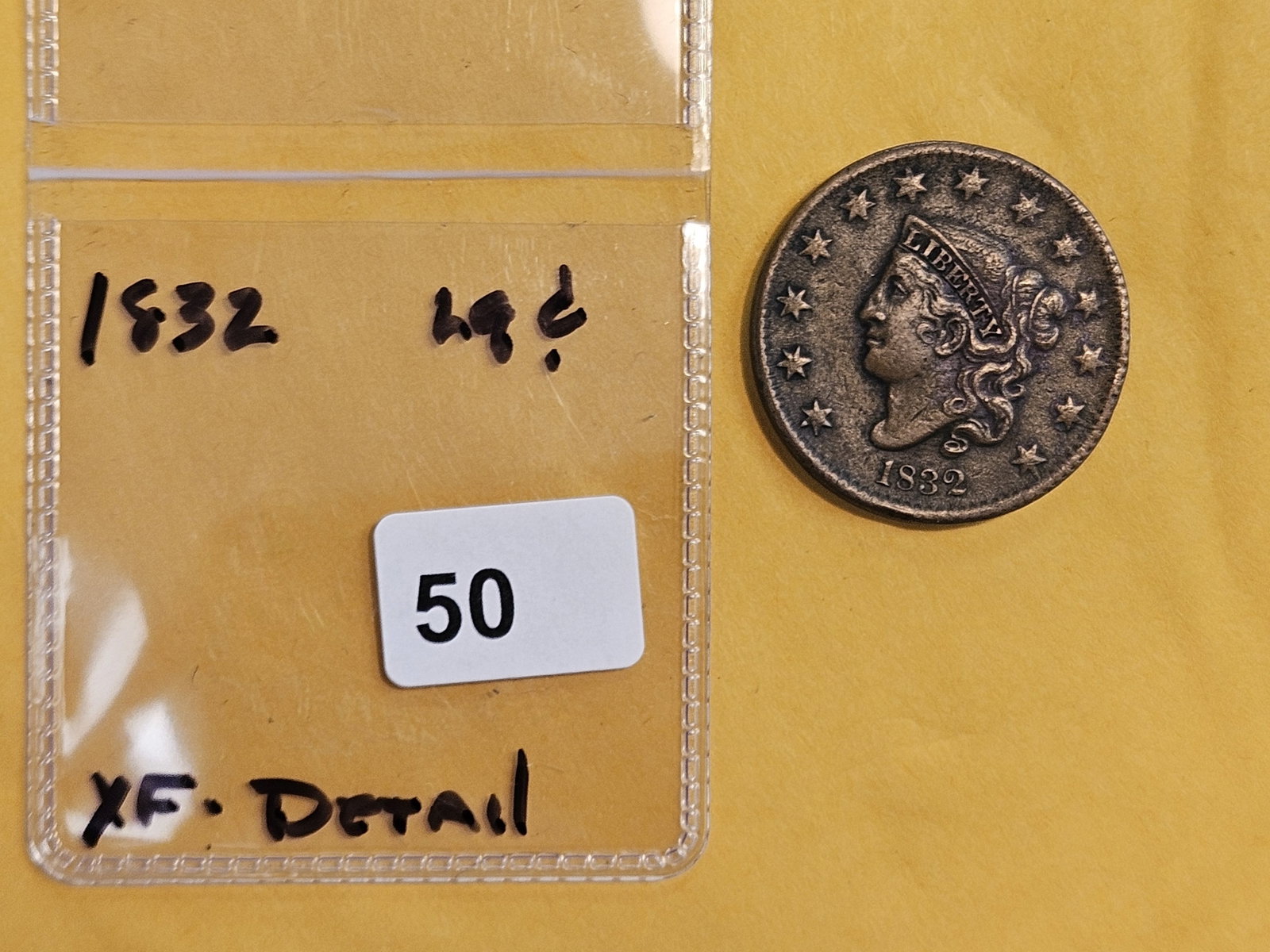 1832 Coronet Head Large Cent in Extra Fine - details - 2