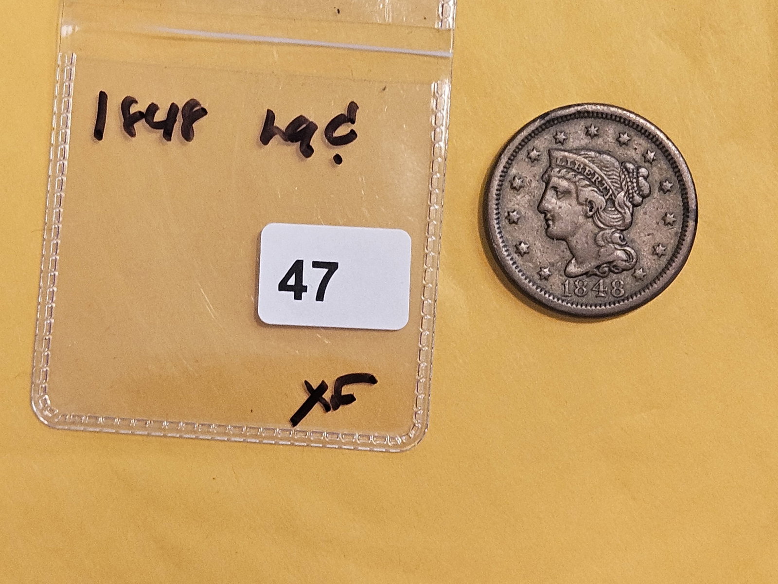 1848 Braided Hair Large Cent in Extra Fine - 2