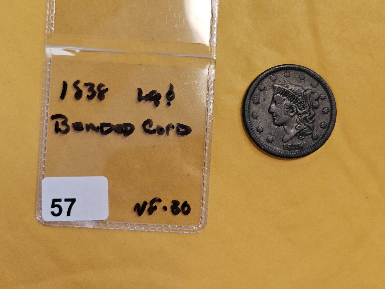 1838 Large Cent in Very Fine plus - 2