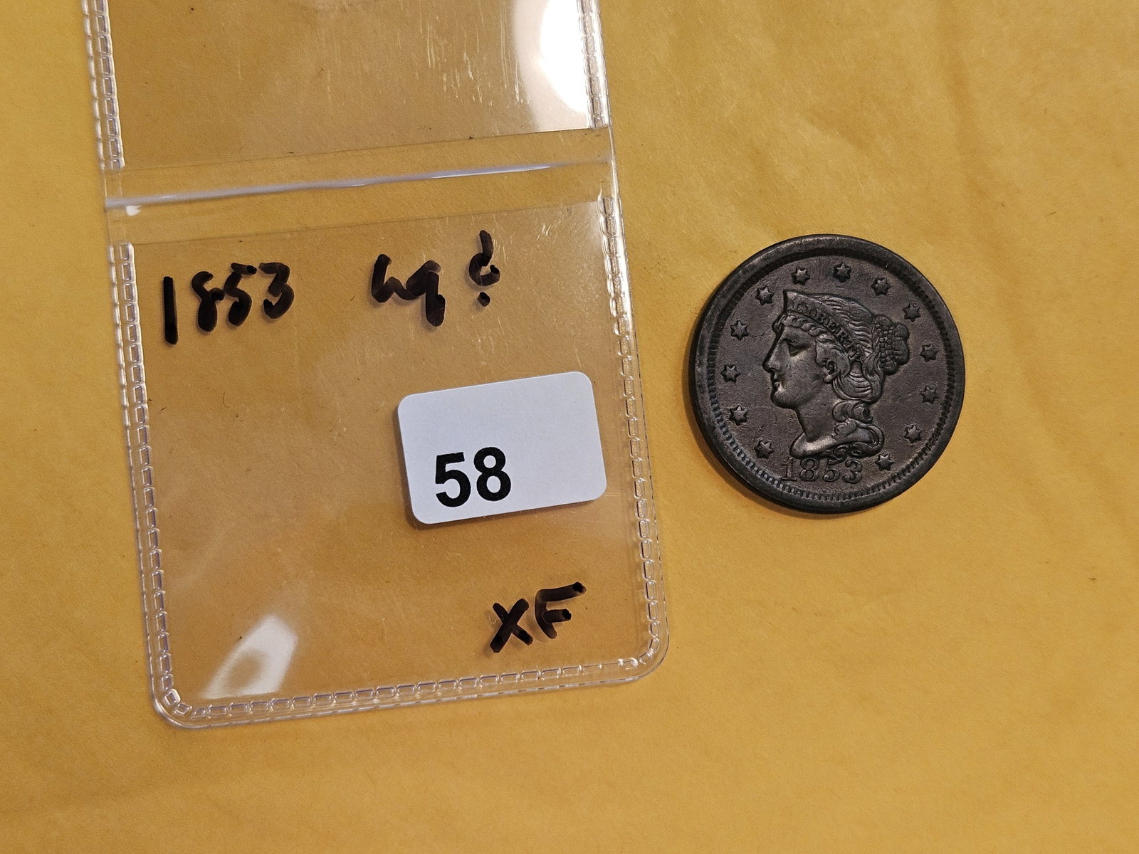 1853 Braided Hair Large Cent in Extra Fine - 2