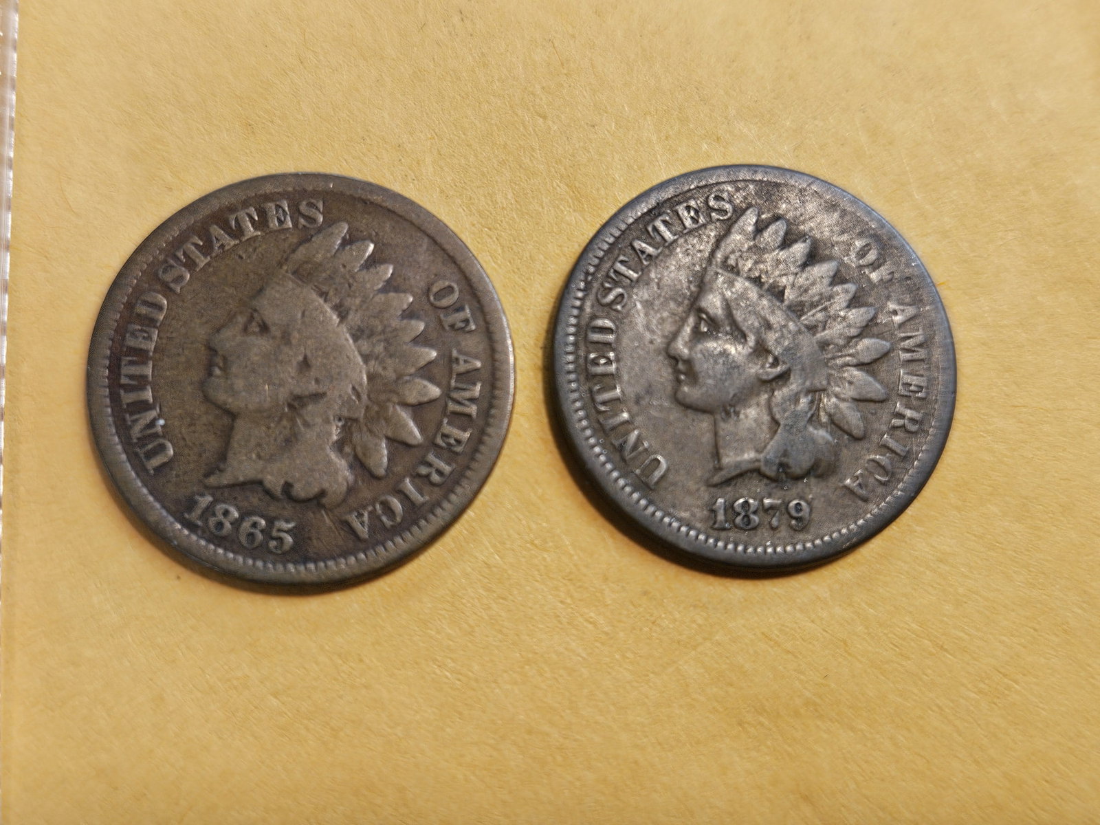 1865 and 1879 Indian Cents: In Very Good and fine