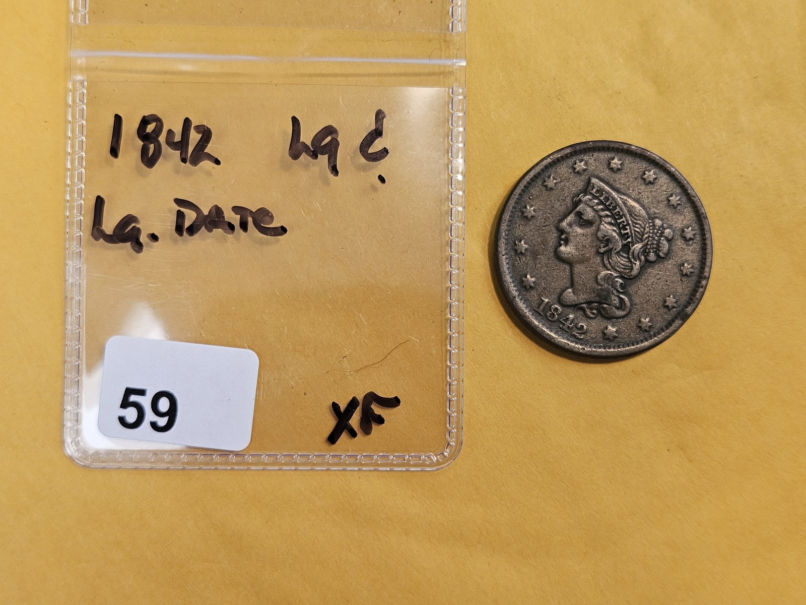1842 Braided Hair Large Cent in Extra Fine - 2