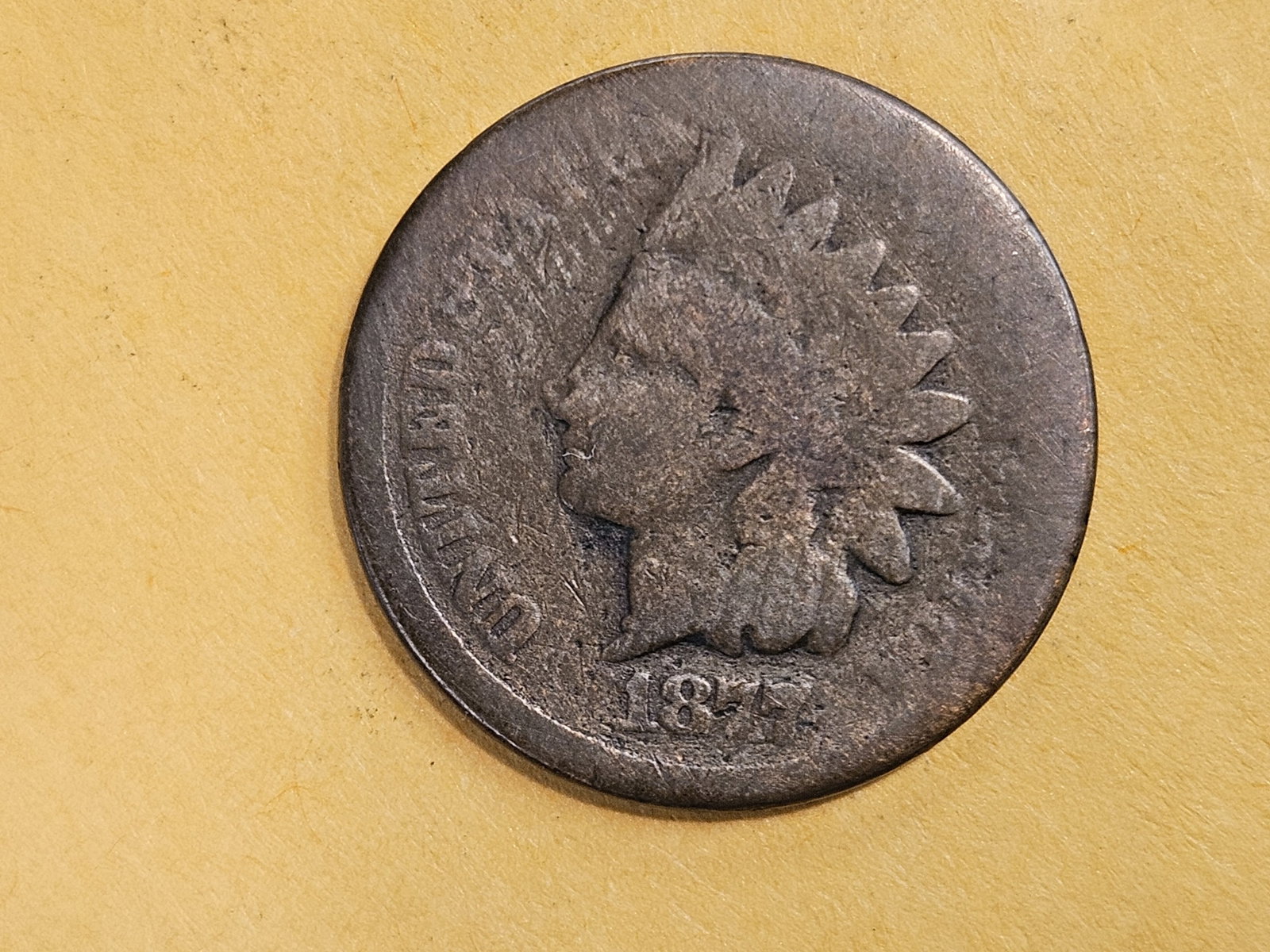 ** KEY DATE ** 1877 Indian Cent in About Good plus - 3