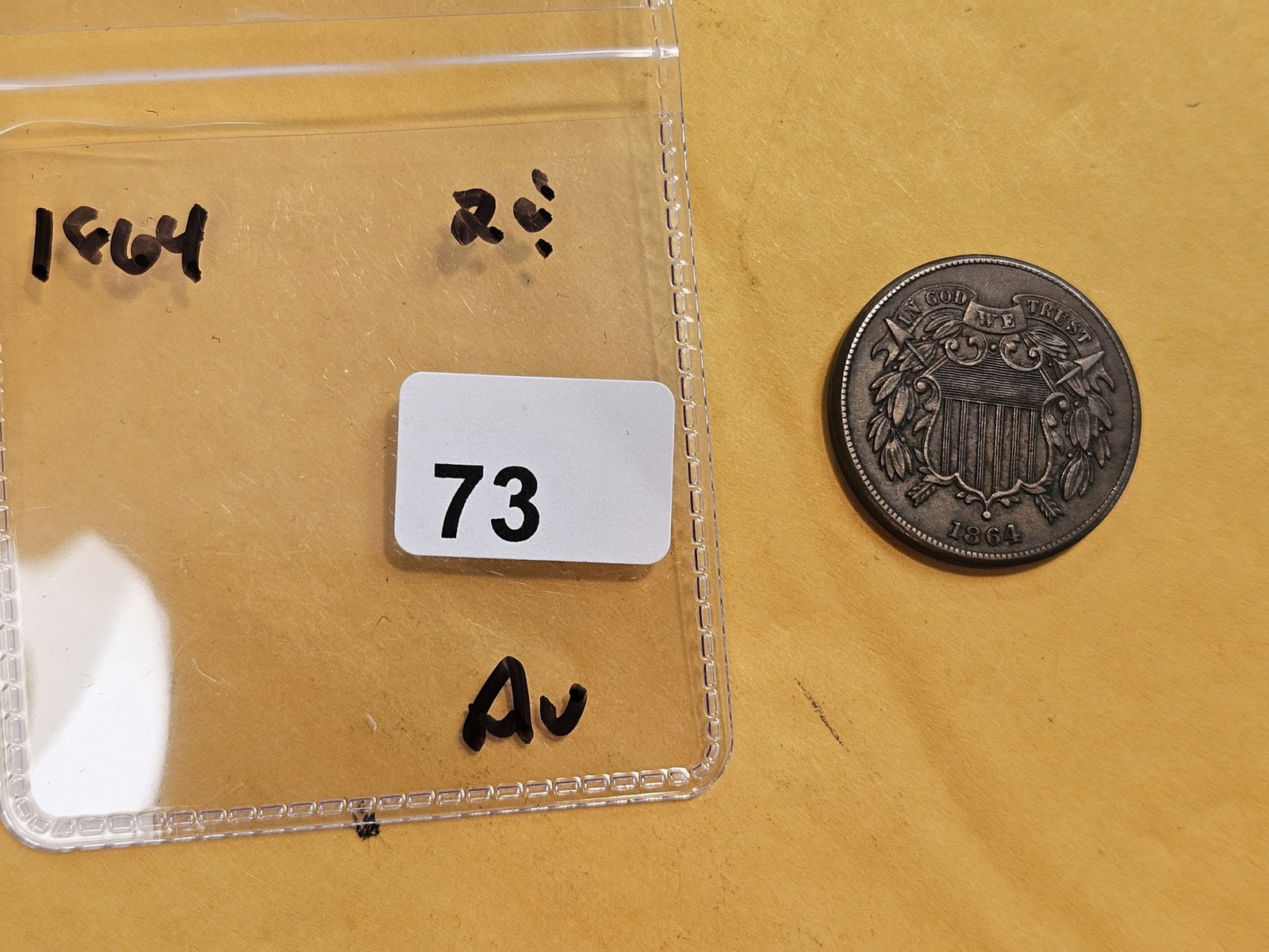 1864 Two Cent piece in About Uncirculated - 2