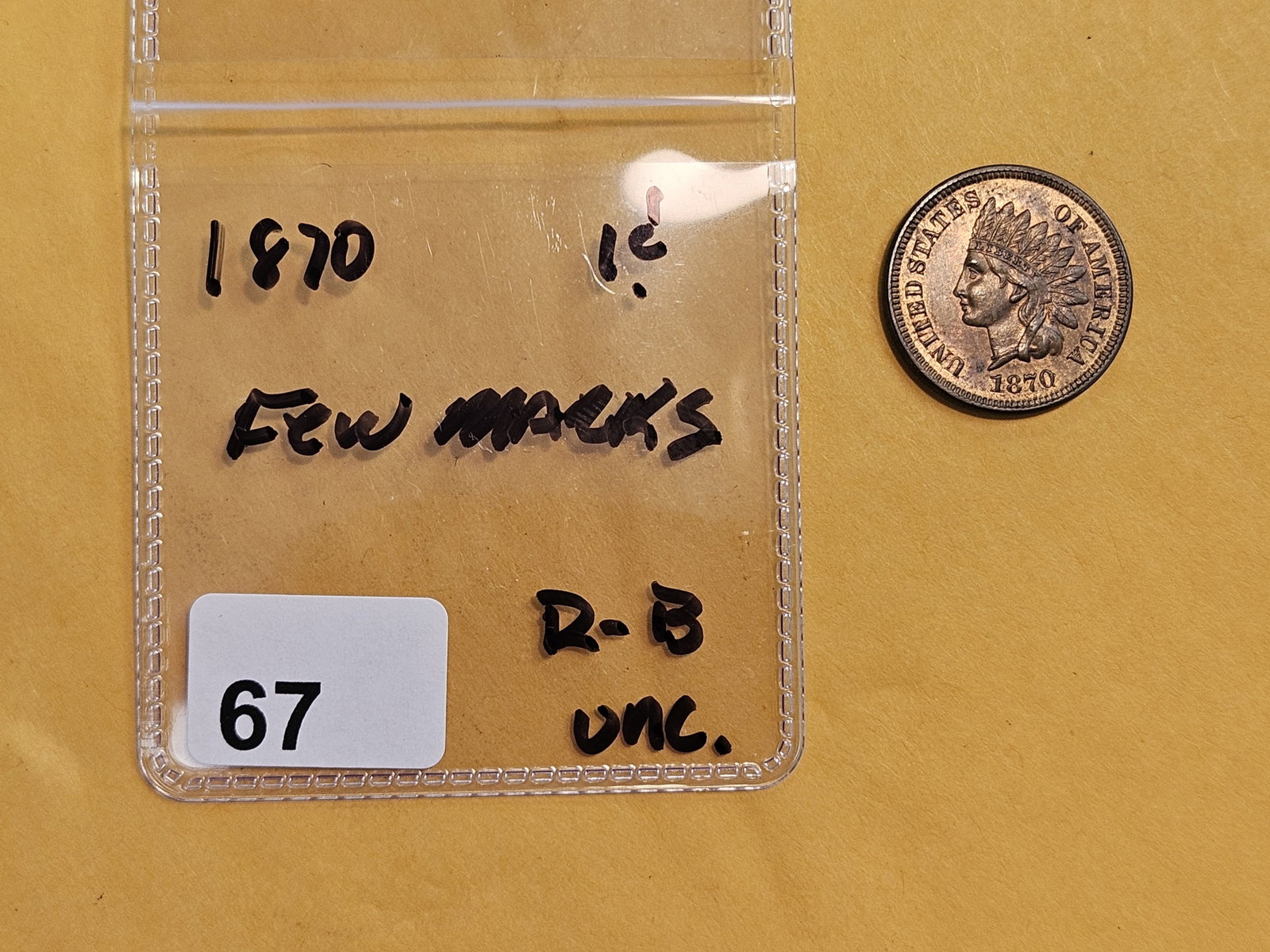 ** Semi-key 1870 Indian Cent in Choice Brilliant Uncirculated Red-Brown - 2