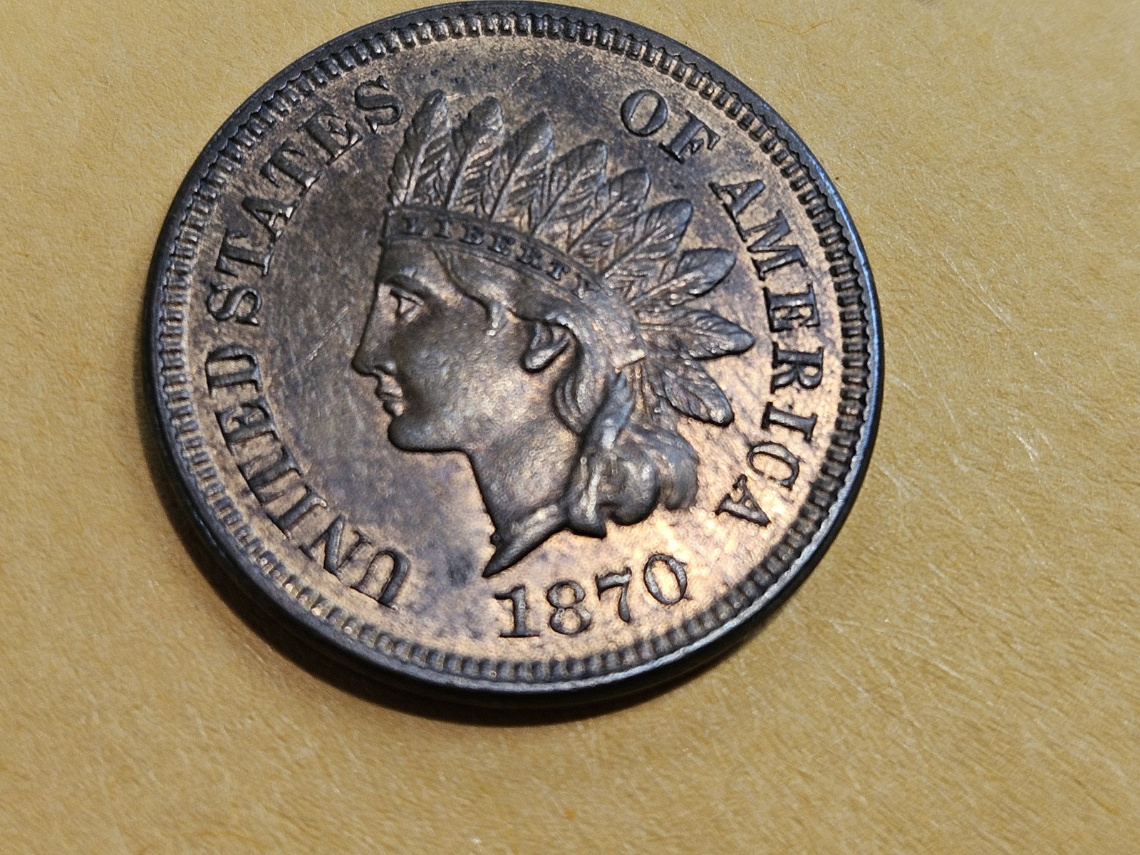 ** Semi-key 1870 Indian Cent in Choice Brilliant Uncirculated Red-Brown - 3