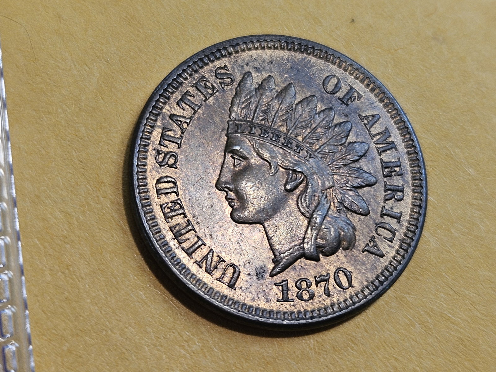 ** Semi-key 1870 Indian Cent in Choice Brilliant Uncirculated Red-Brown - 4