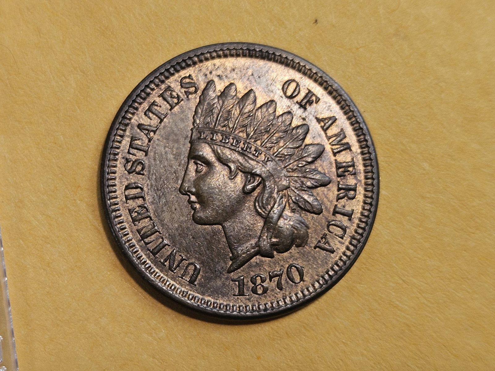 ** Semi-key 1870 Indian Cent in Choice Brilliant Uncirculated Red-Brown - 7