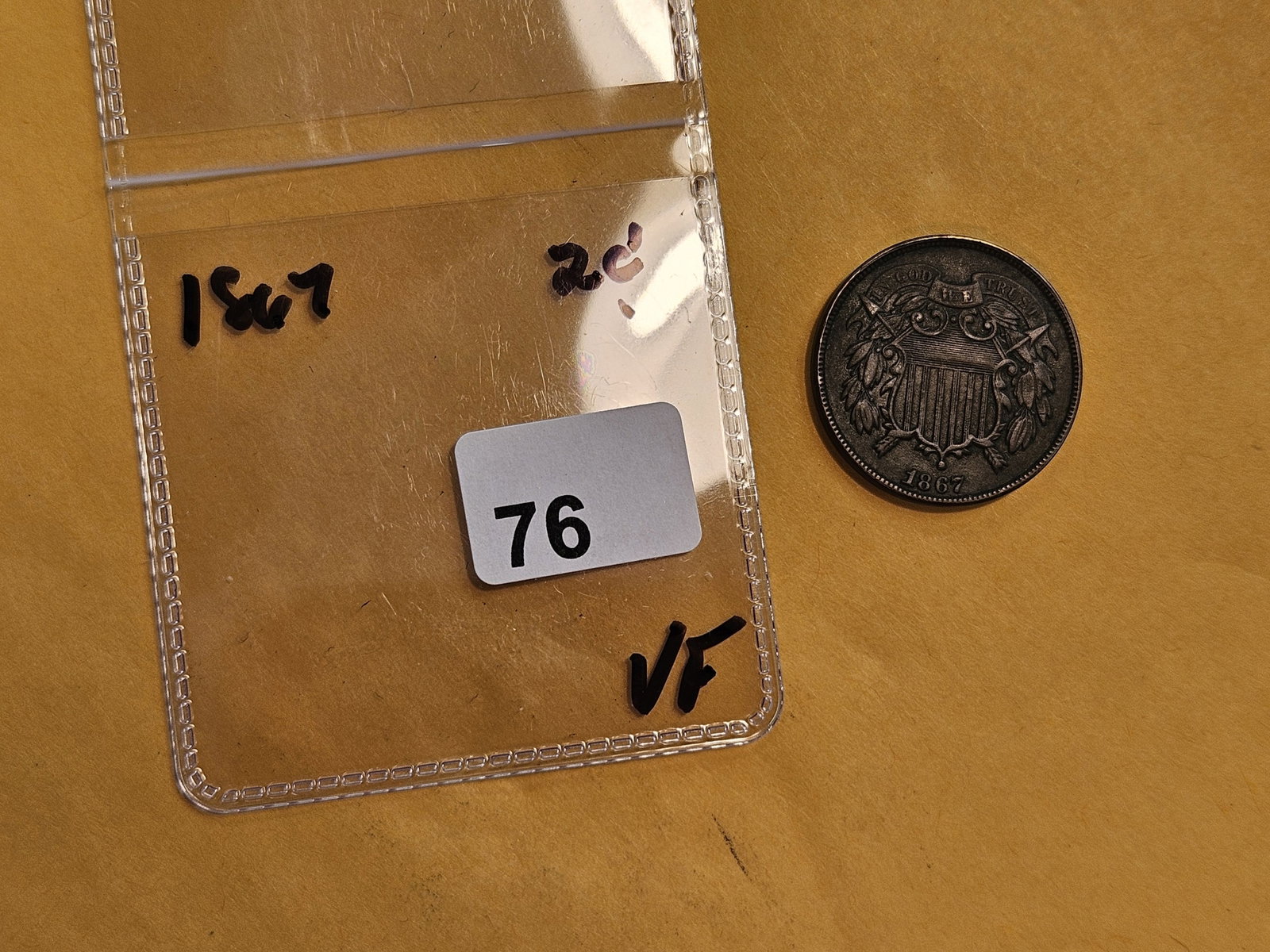 1867 Two Cent piece in Very Fine - 2