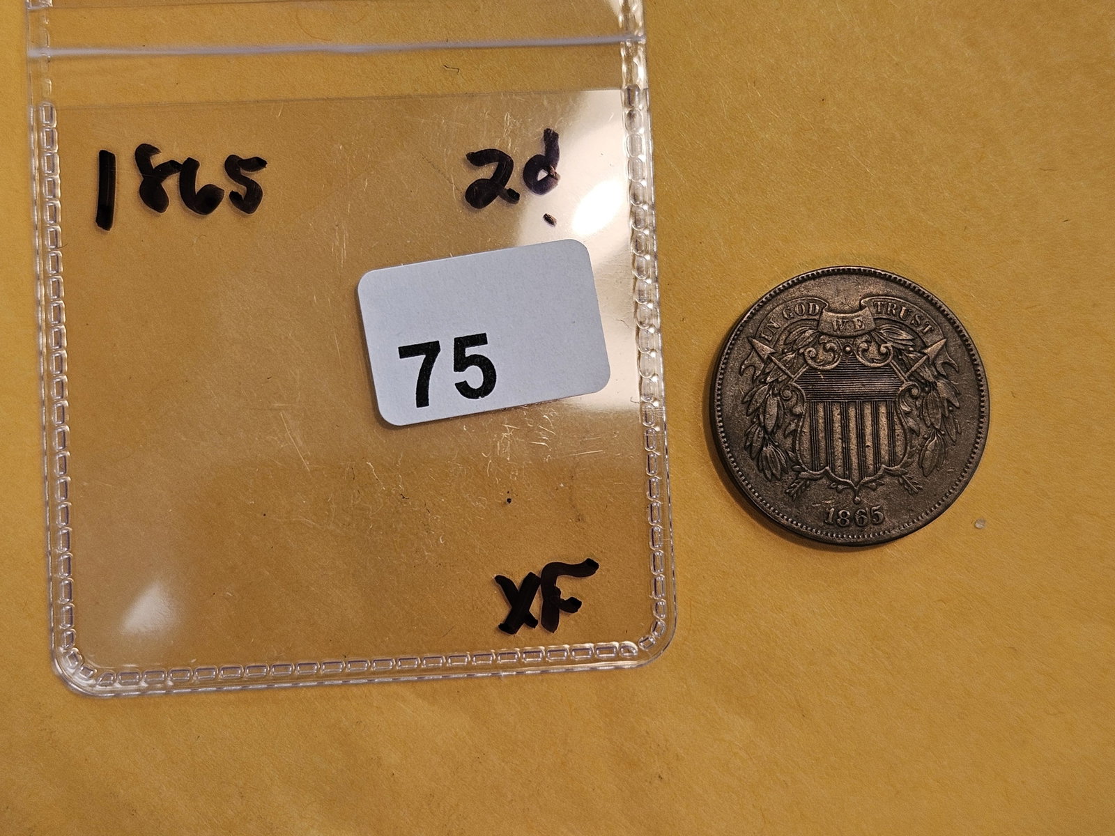 1865 Two Cent piece in Extra Fine - 2