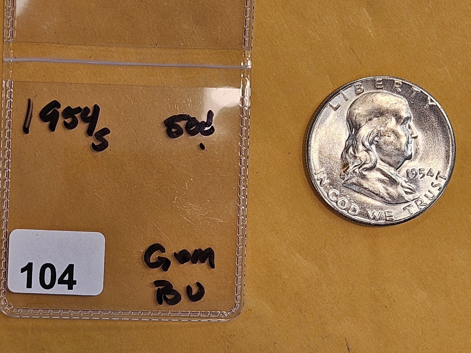 GEM Brilliant Uncirculated 1954-S Franklin Half Dollar - 2