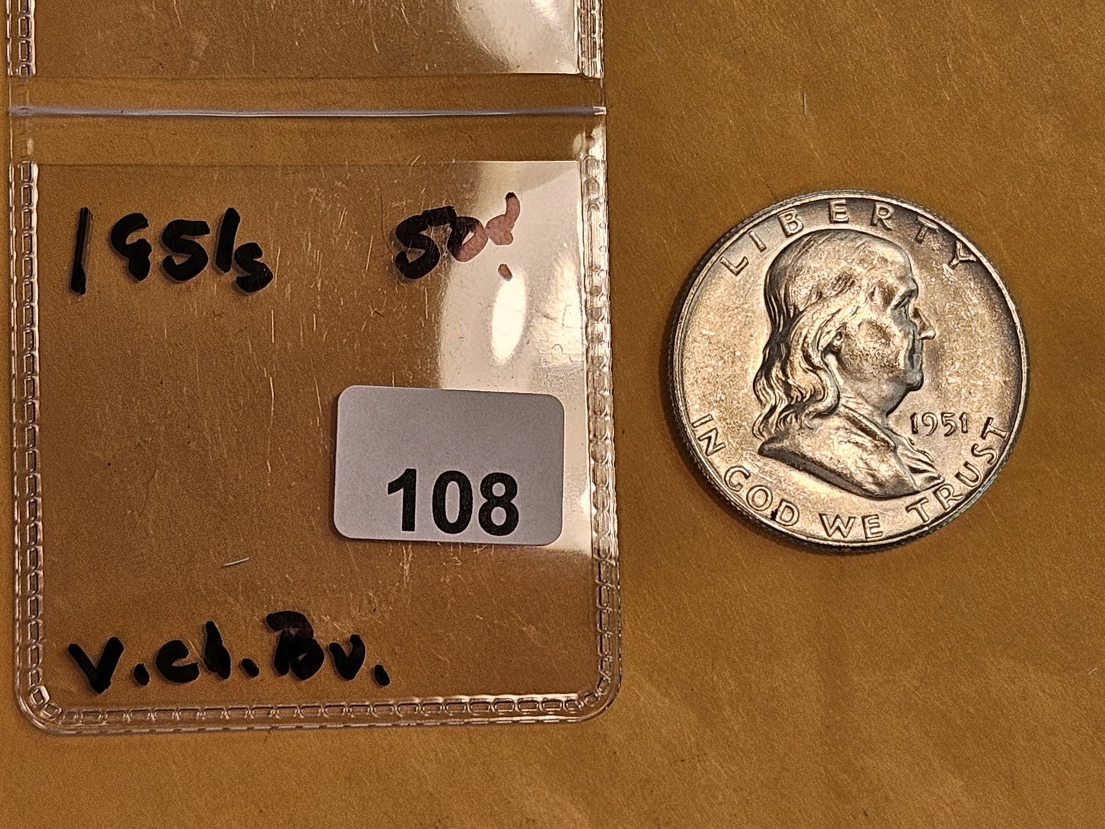 Very Choice Brilliant Uncirculated 1951-S Franklin Half Dollar - 2