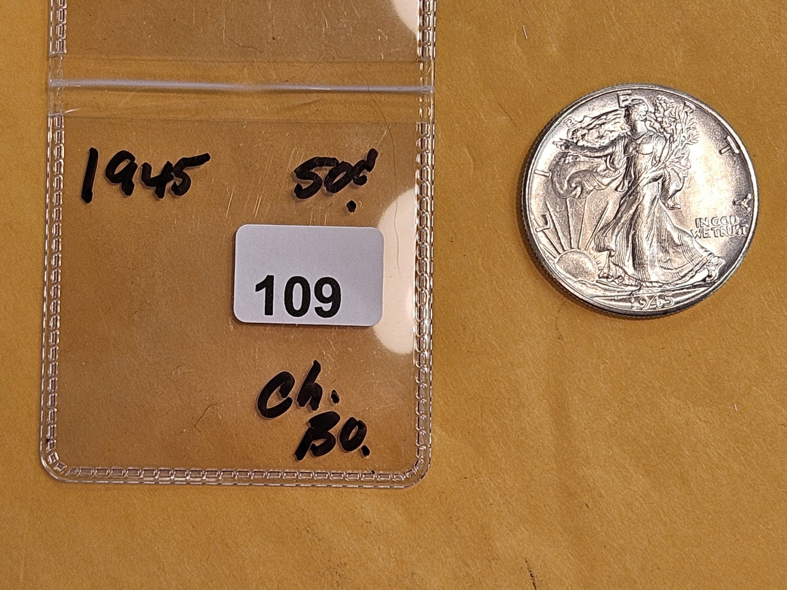 Choice Brilliant Uncirculated 1945 Walking Liberty Half Dollar - 2