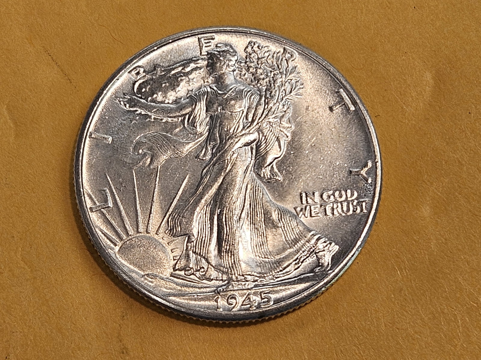 Choice Brilliant Uncirculated 1945 Walking Liberty Half Dollar - 3